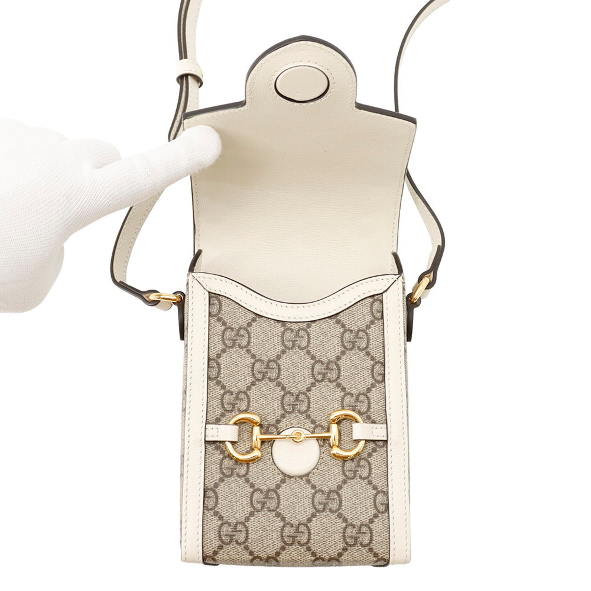 Gucci Beige Brown White Gg Supreme Handbag Shoulder Bag (Pre-Owned)