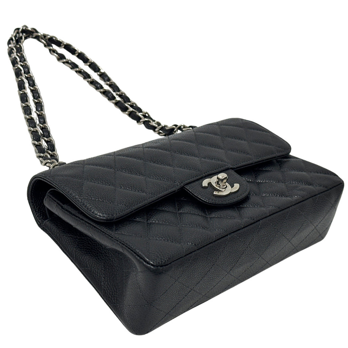 Chanel Black Grained Calfskin Handbag Shoulder Bag (Pre-Owned)
