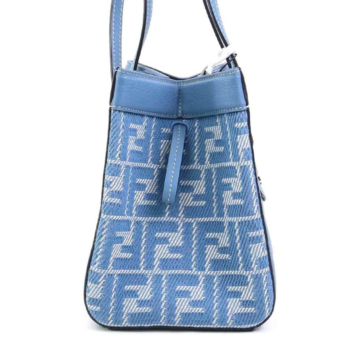 Fendi Blue Canvas Leather Shoulder Bag (Pre-Owned)