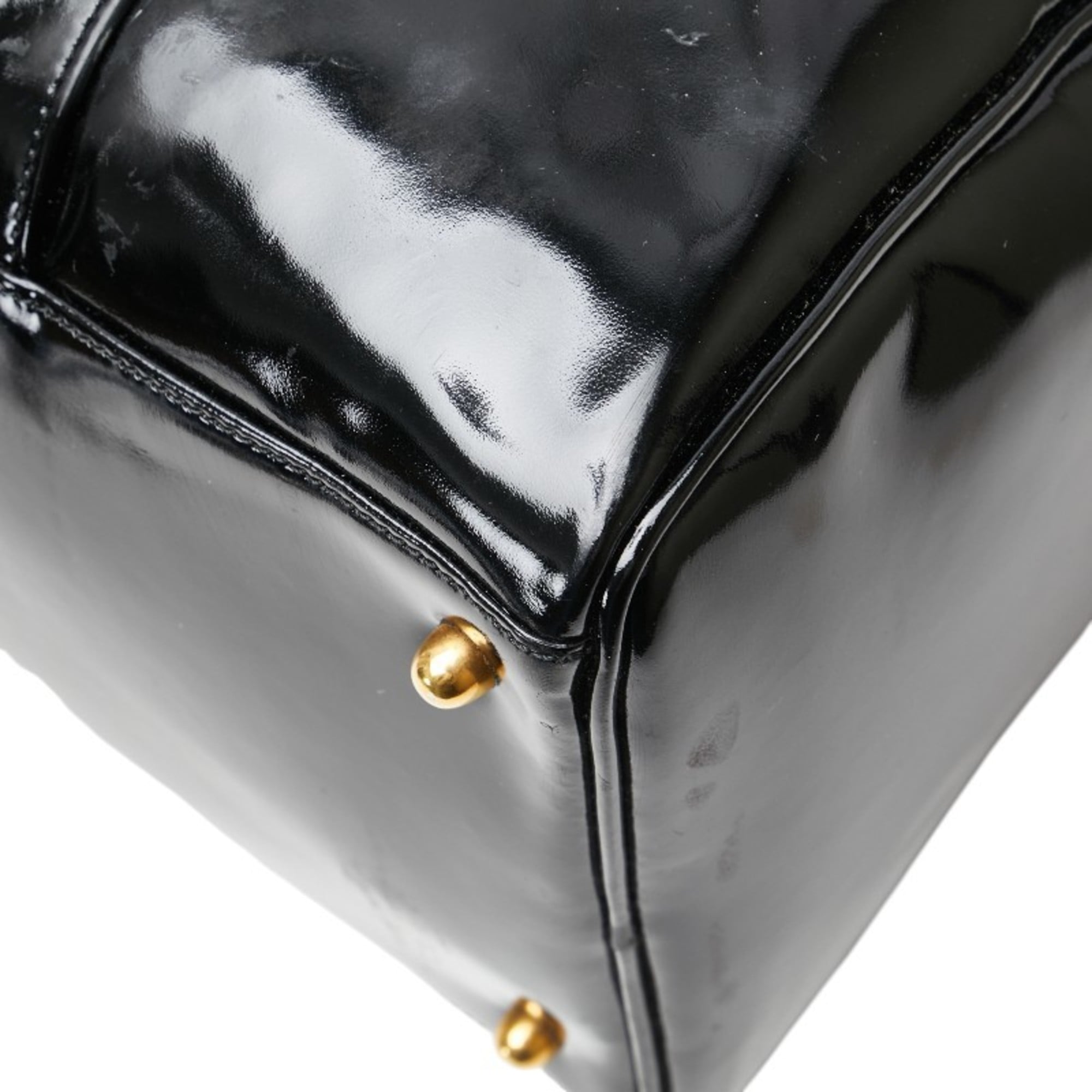 Chanel Black Patent Leather Boston Bag Shoulder Bag (Pre-Owned)