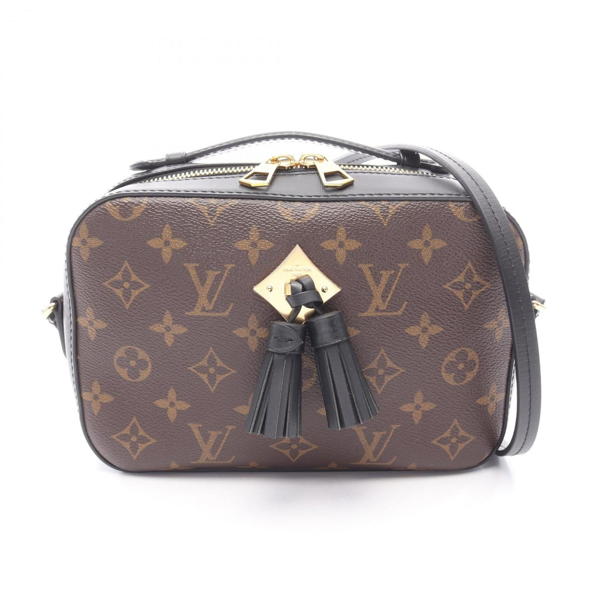 Louis Vuitton Black Brown Coated Canvas Leather Handbag Shoulder Bag (Pre-Owned)