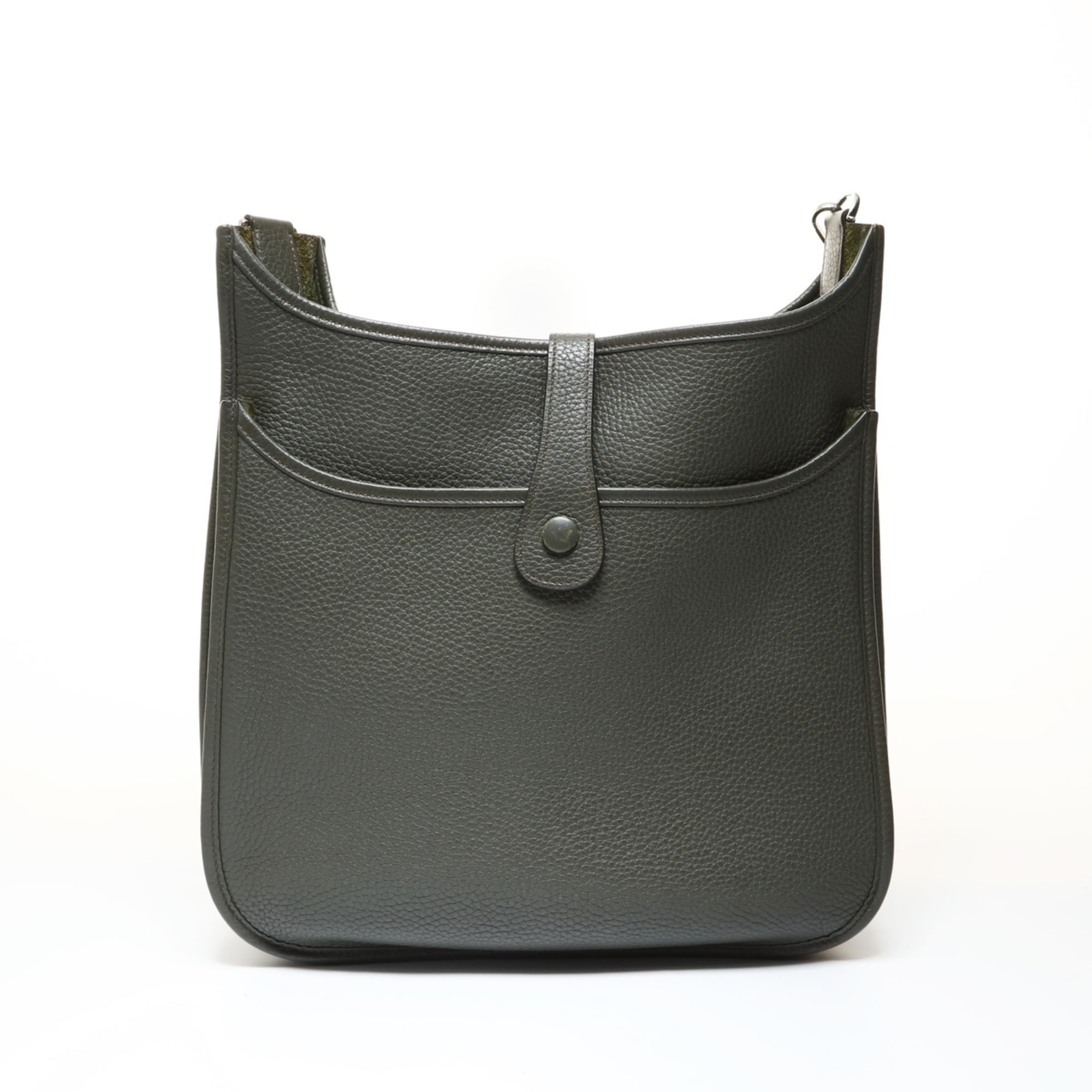Hermes Evelyne Khaki Taurillon Clemence Leather Shoulder Bag (Pre-Owned)