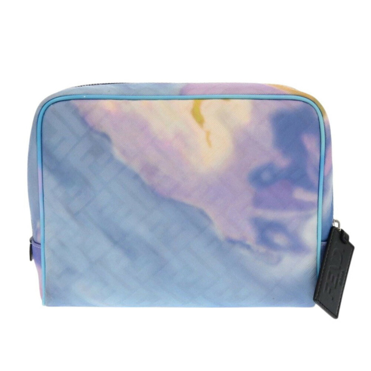 Fendi Light Blue Purple Yellow Fabric Leather Pouch (Pre-Owned)