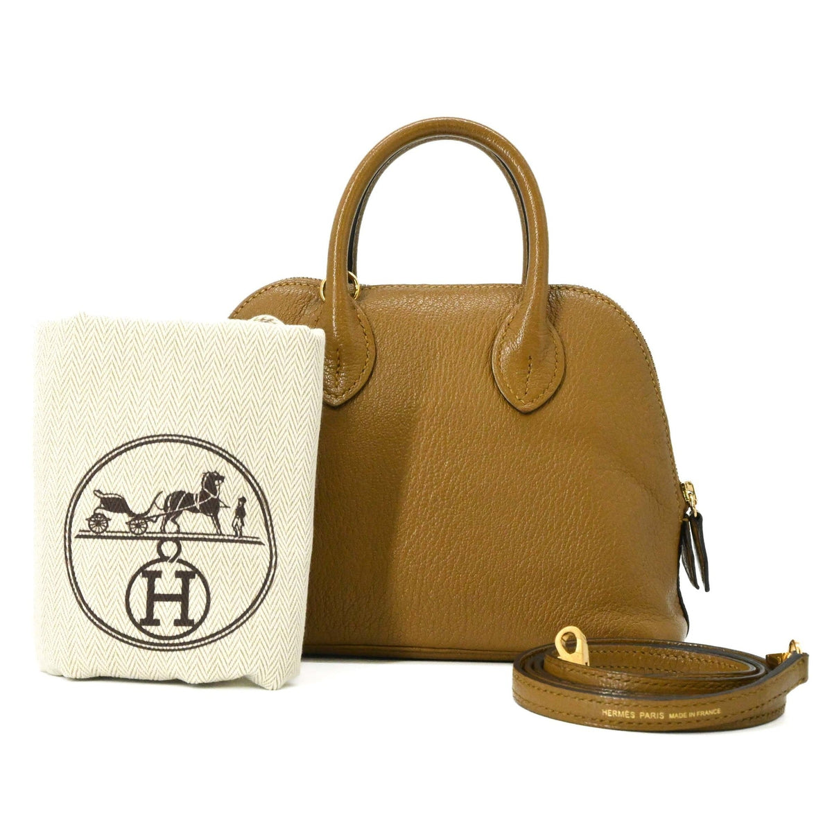 Hermes Brown Chevre Leather Handbag Shoulder Bag (Pre-Owned)