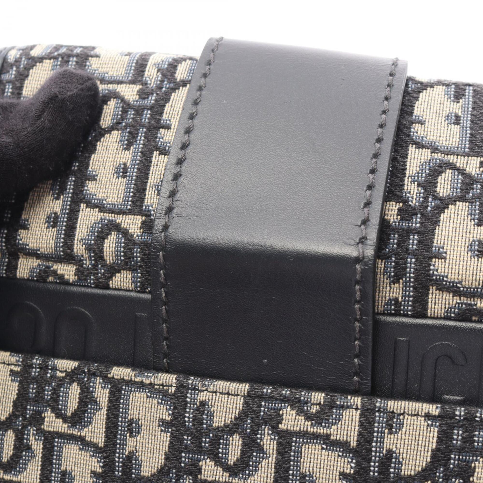 Christian Dior Navy Canvas Leather Handbag Shoulder Bag (Pre-Owned)