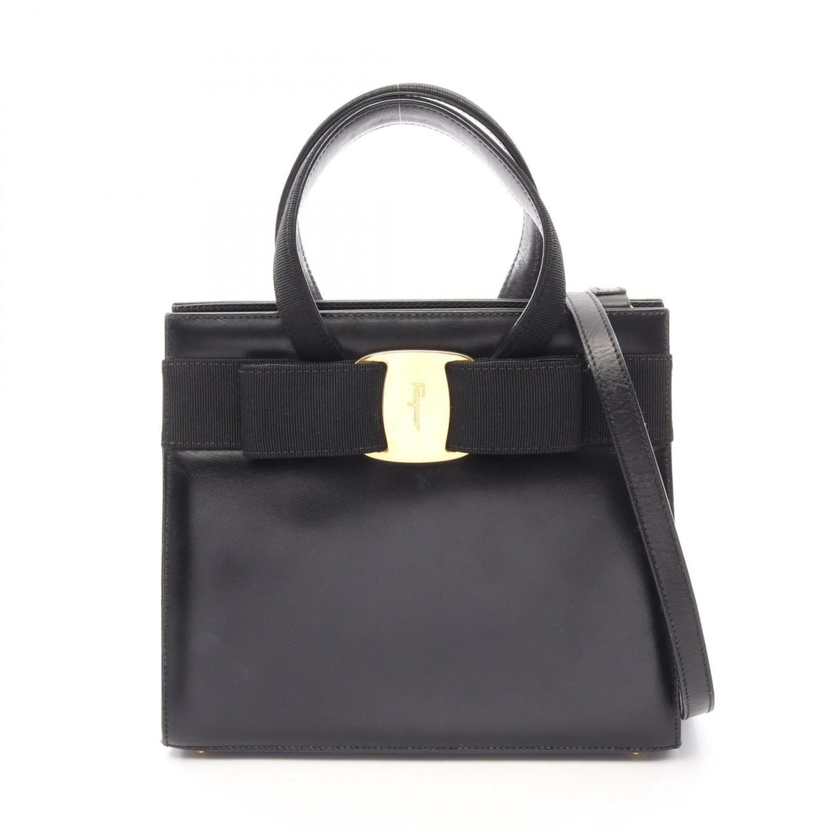 Salvatore Ferragamo Black Leather Handbag (Pre-Owned)