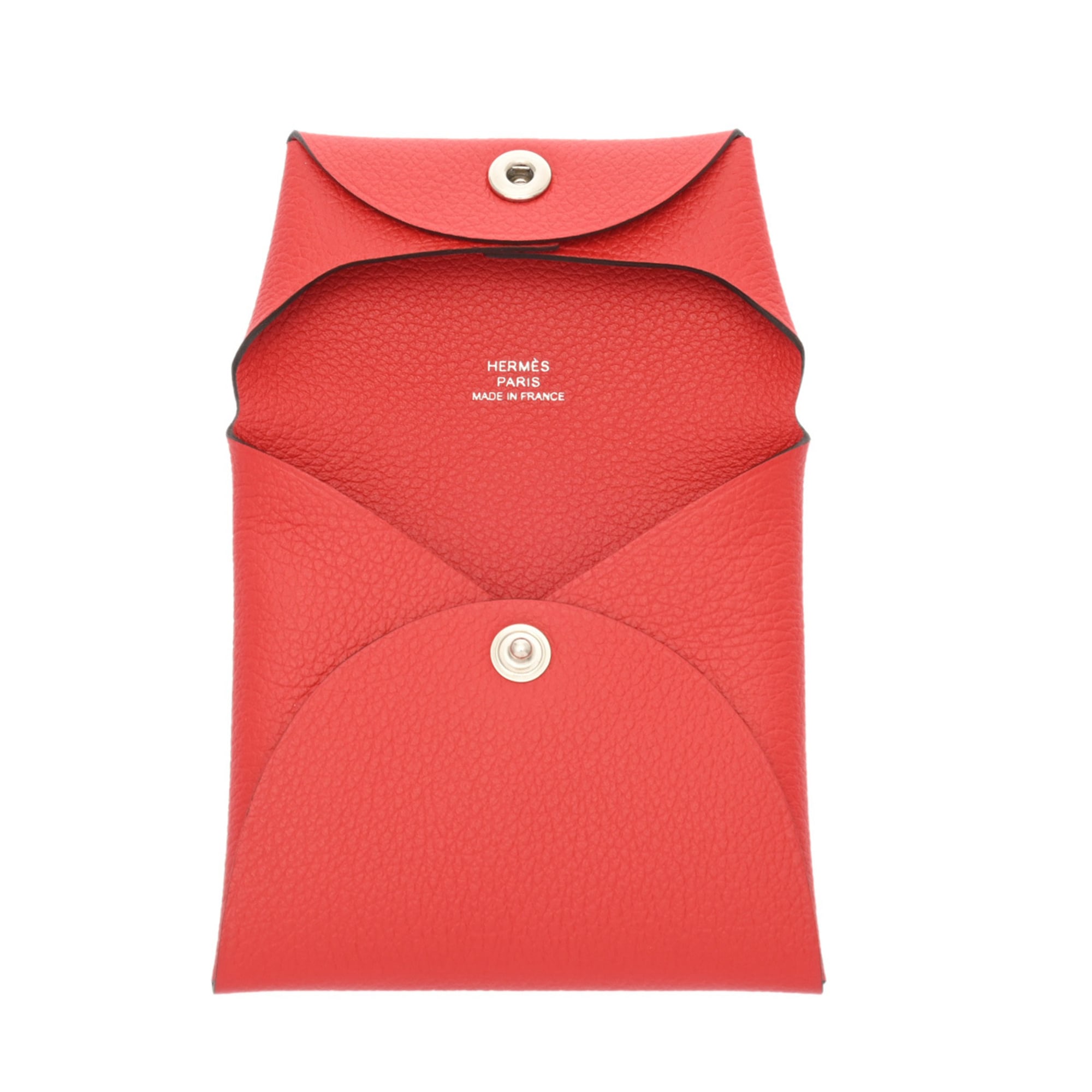 Hermes Red Color Evercalf Leather Coin Purse/Coin Case (Pre-Owned)