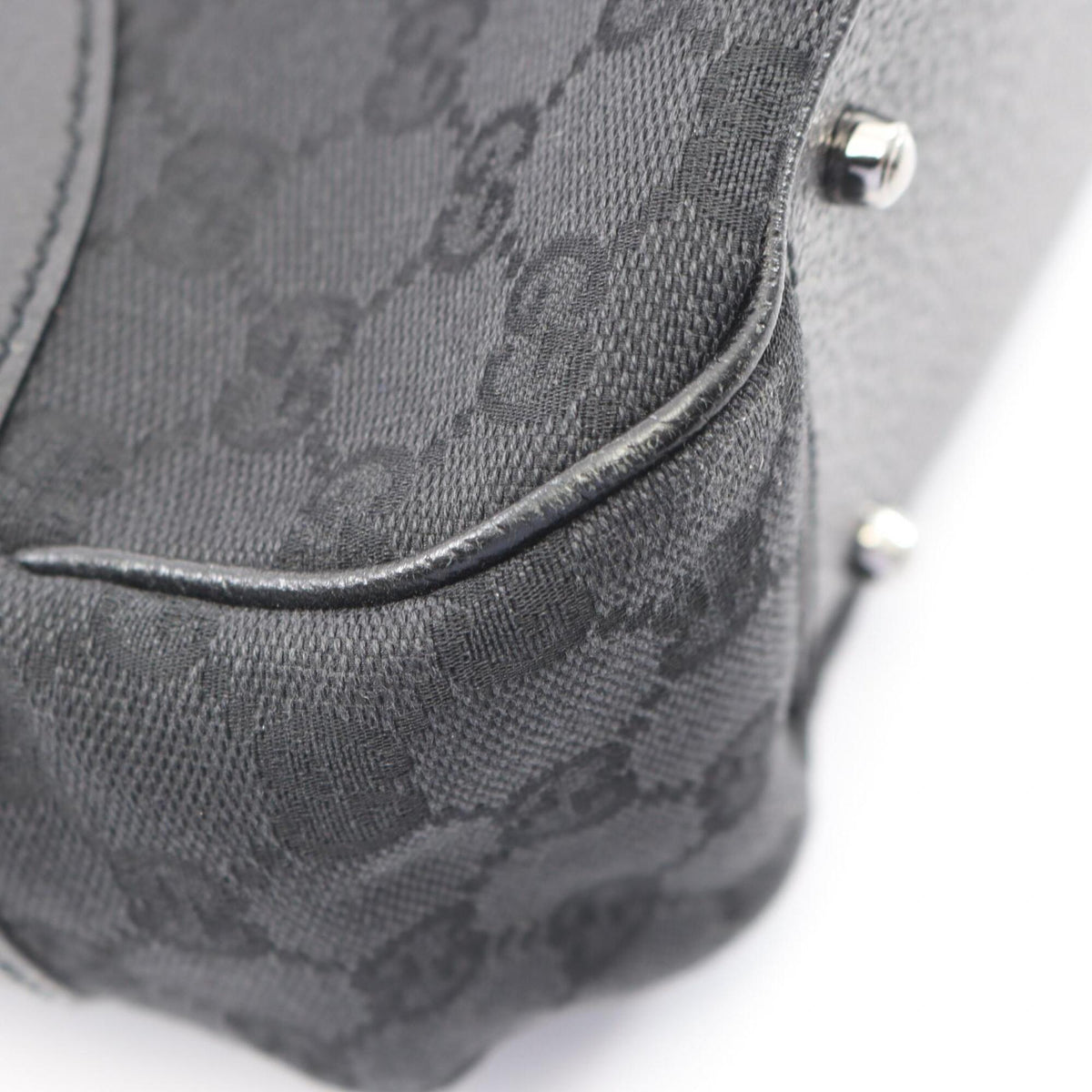 Gucci Black Gg Canvas Leather Handbag (Pre-Owned)