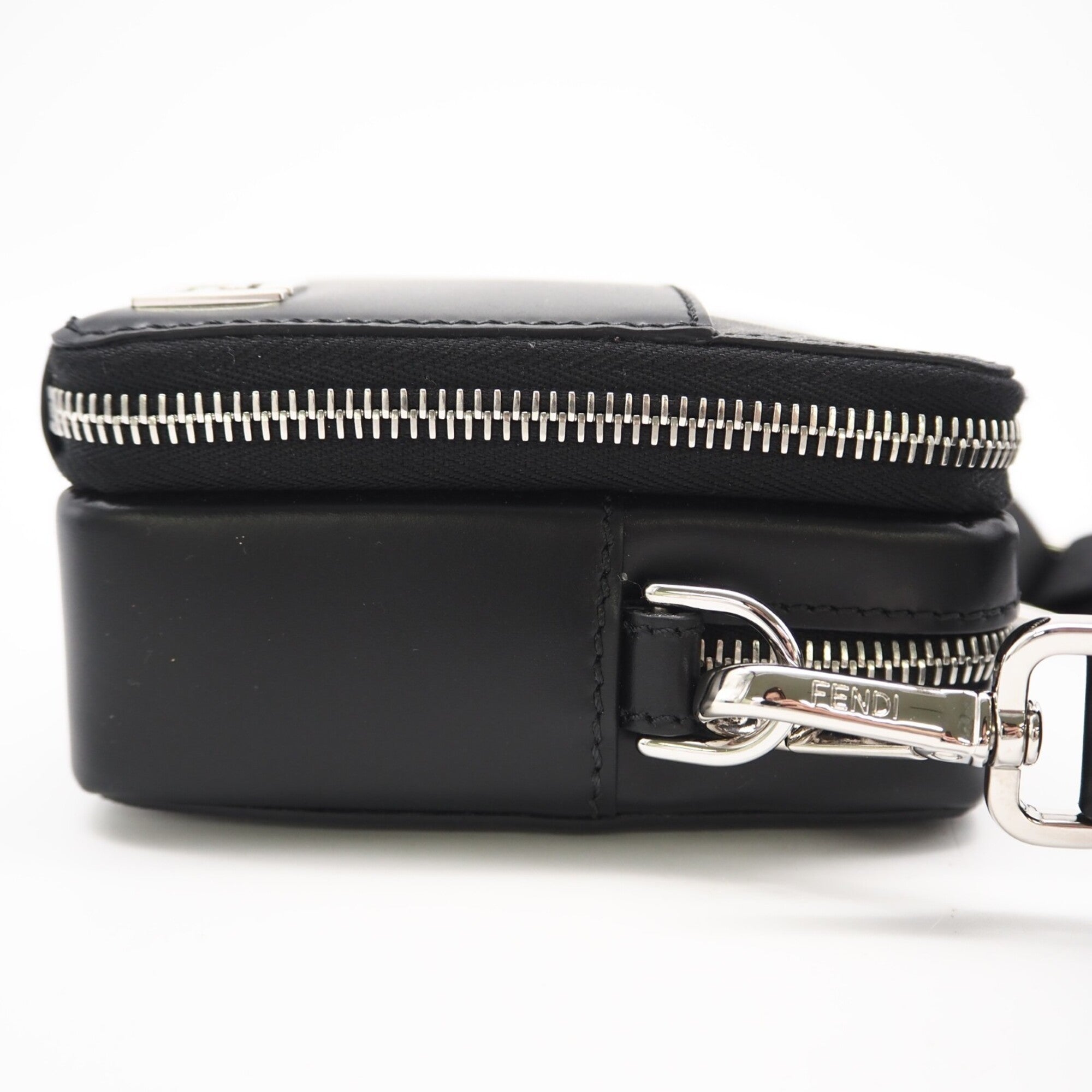 Fendi Black Gray Canvas Leather Pouch Shoulder Bag (Pre-Owned)