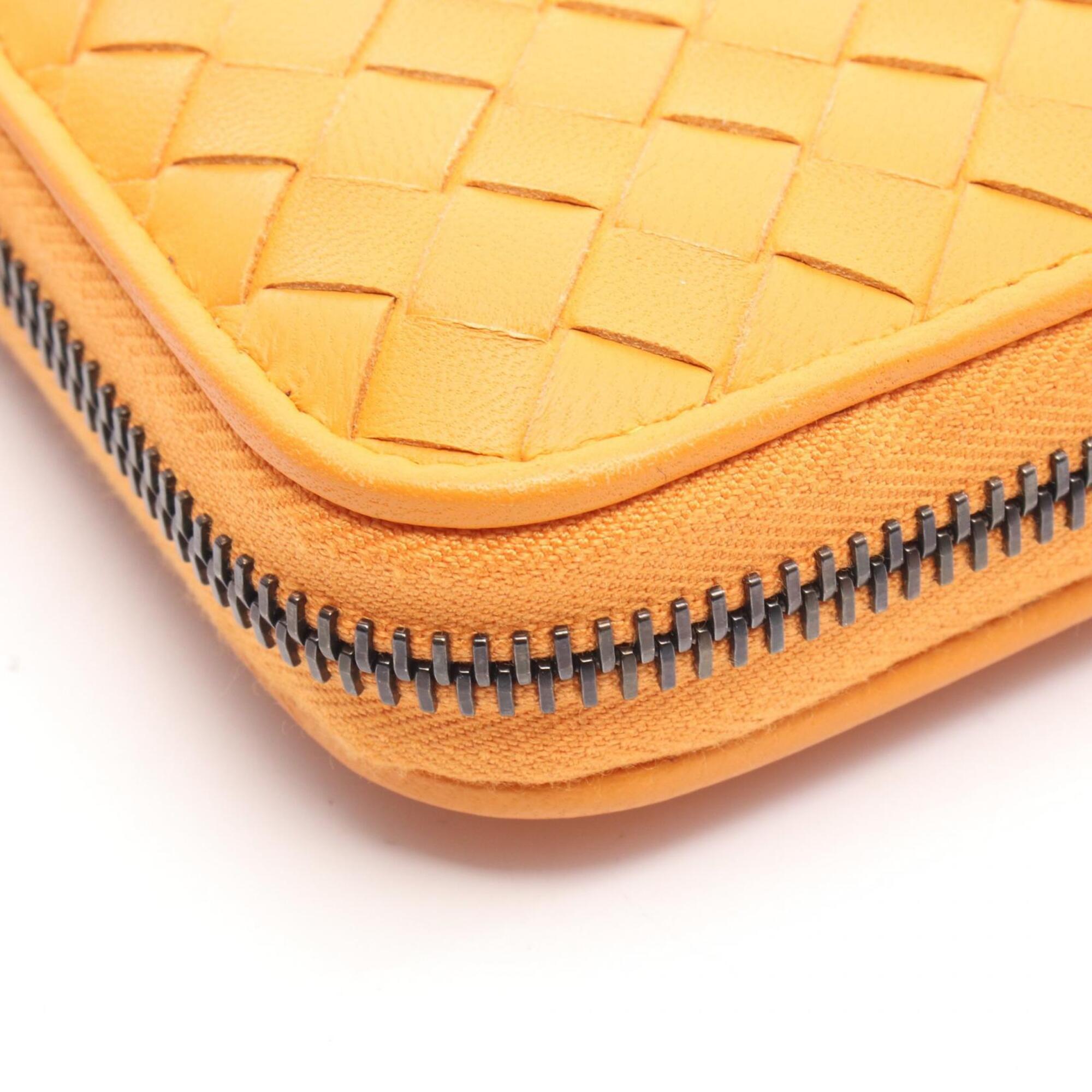 Bottega Veneta Orange Leather Long Wallet (Bi-Fold) (Pre-Owned)