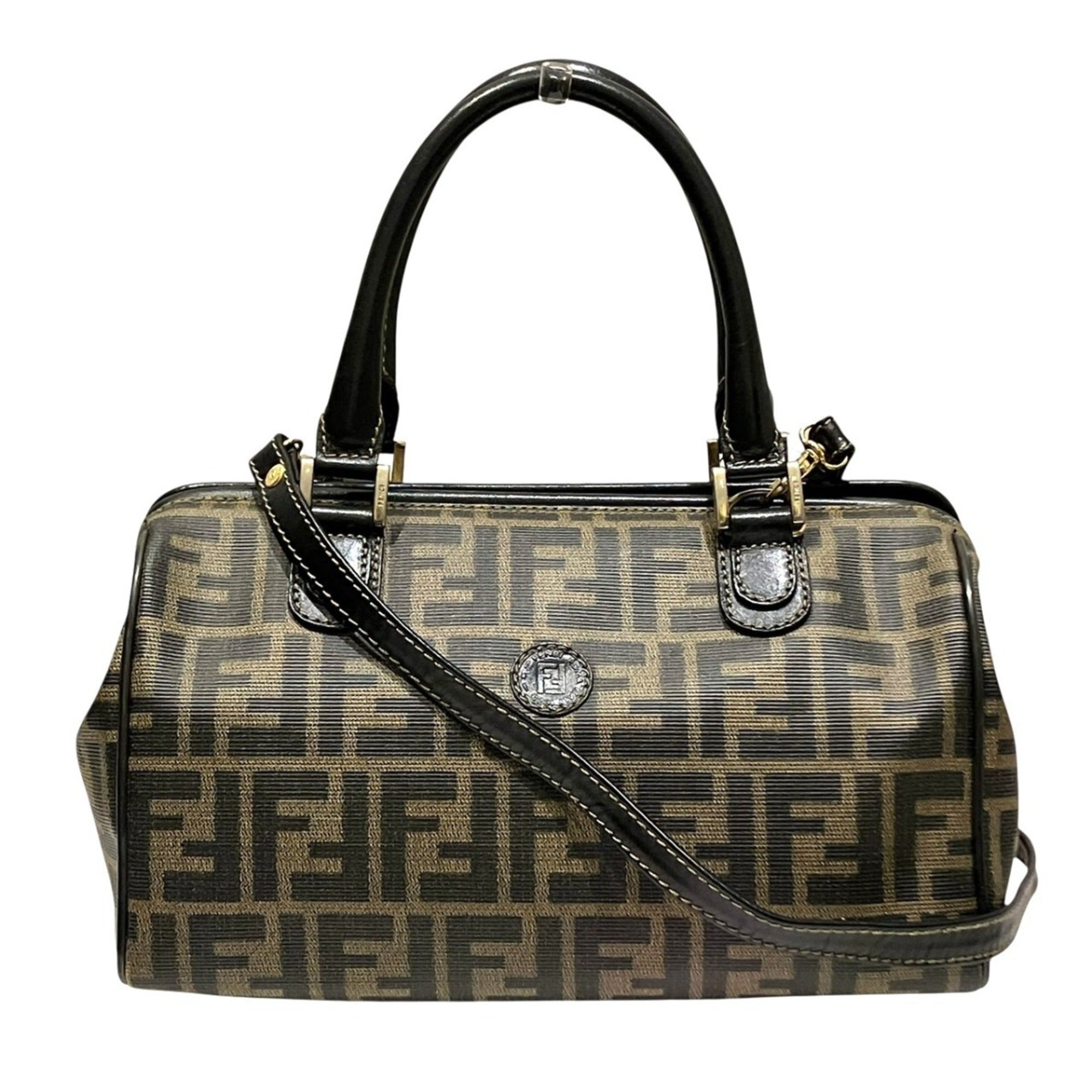 Fendi Brown Zucca Boston Bag (Pre-Owned)