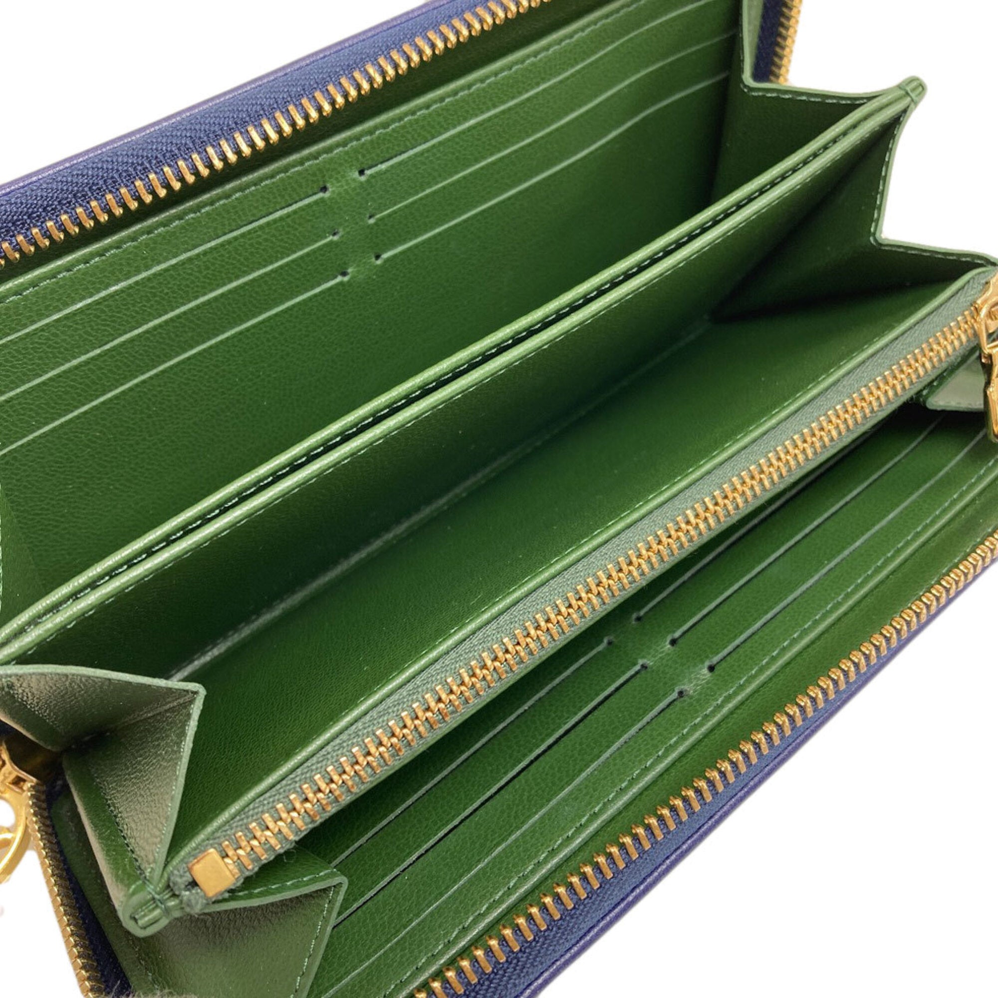 Louis Vuitton Blue Green Leather Long Wallet (Bi-Fold) (Pre-Owned)