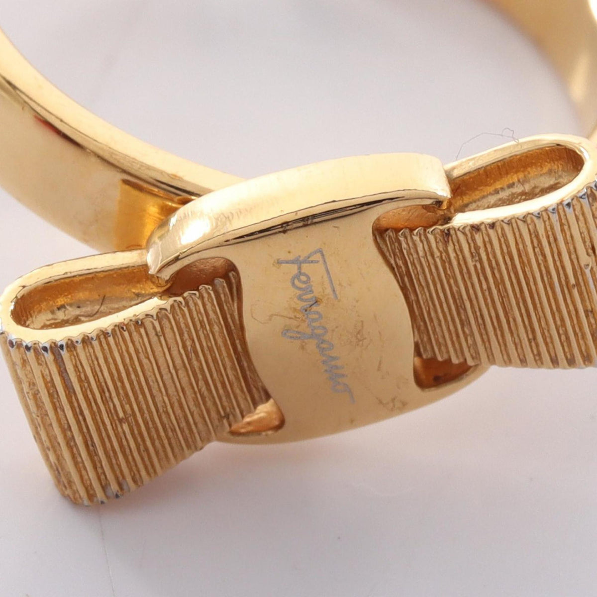 Salvatore Ferragamo Gold Gold Plating Band Ring (Pre-Owned)