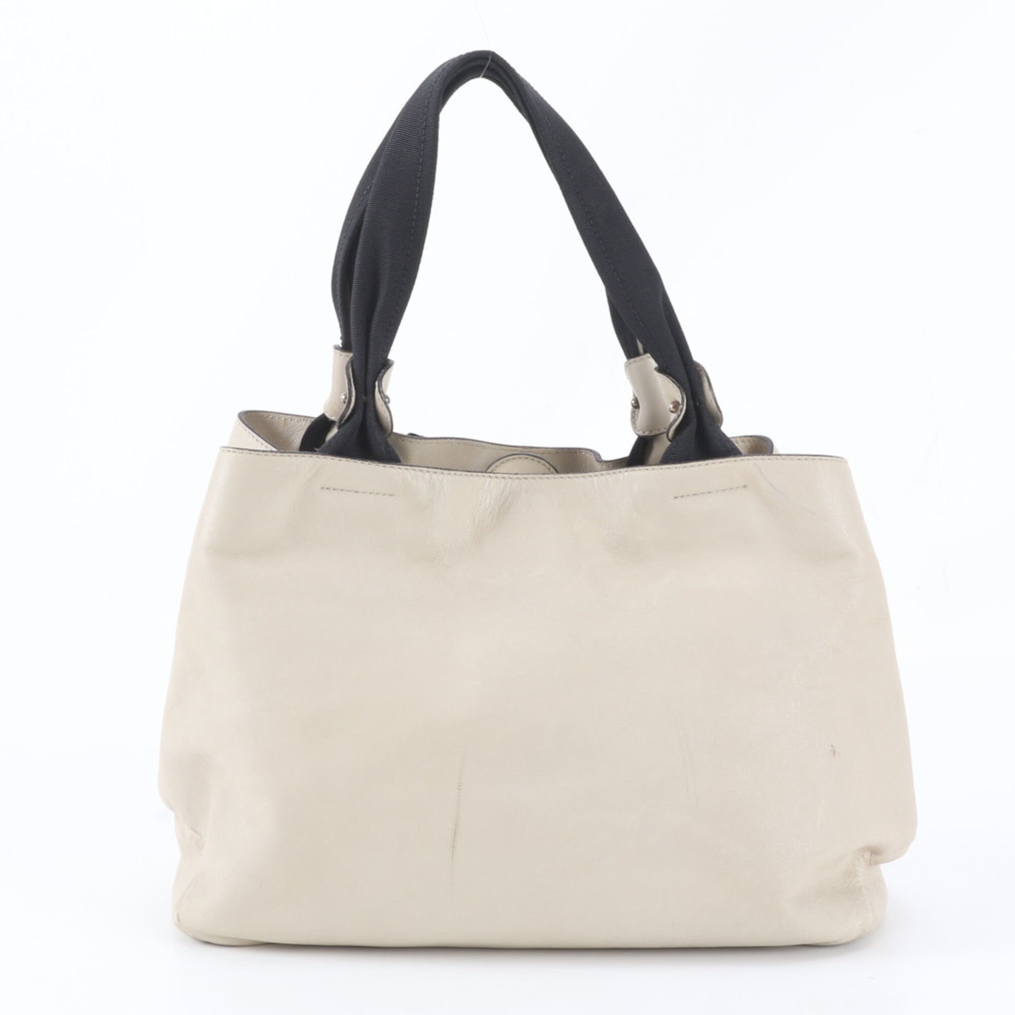 Salvatore Ferragamo Black White Leather Handbag Tote Bag (Pre-Owned)