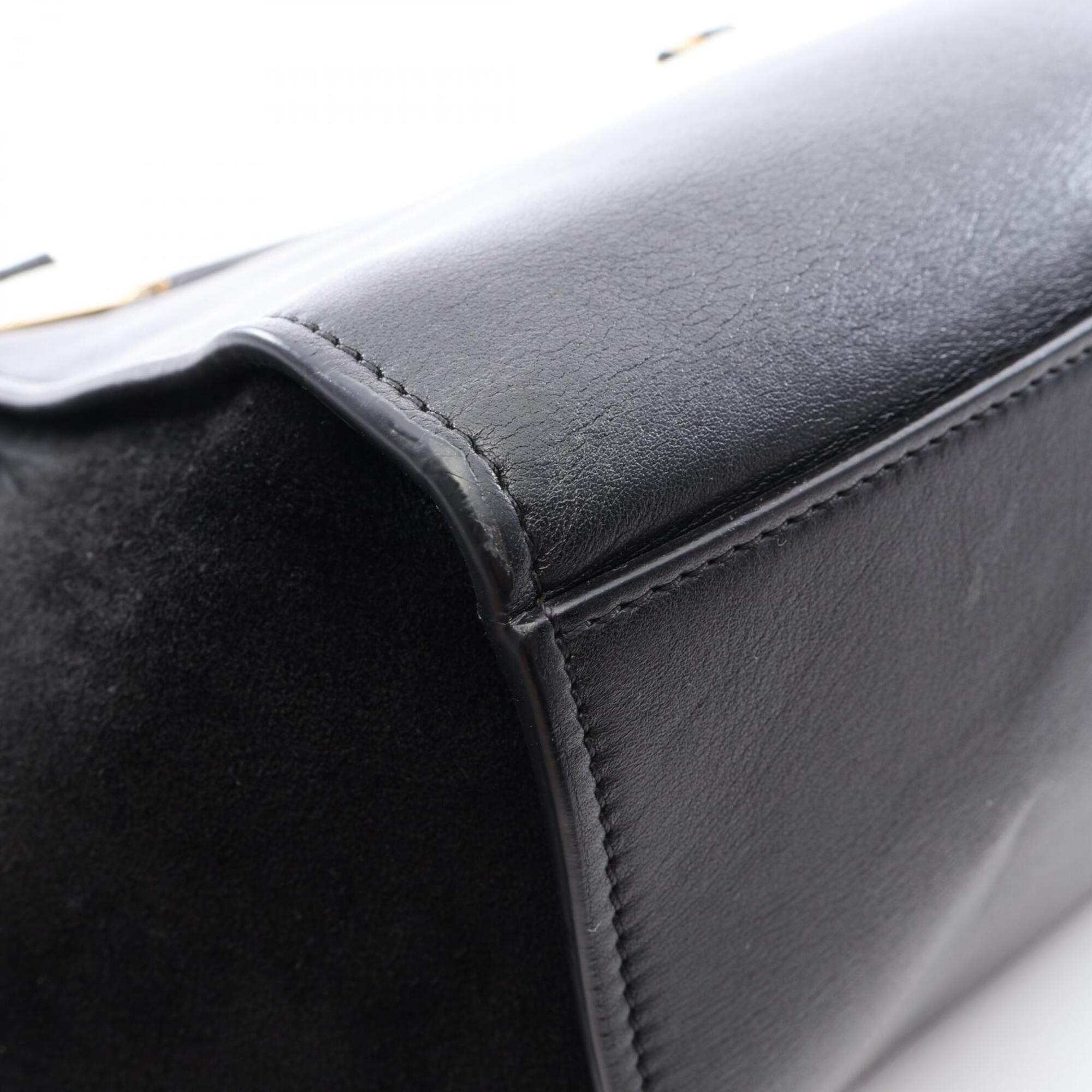 Celine Black White Leather Suede Handbag (Pre-Owned)