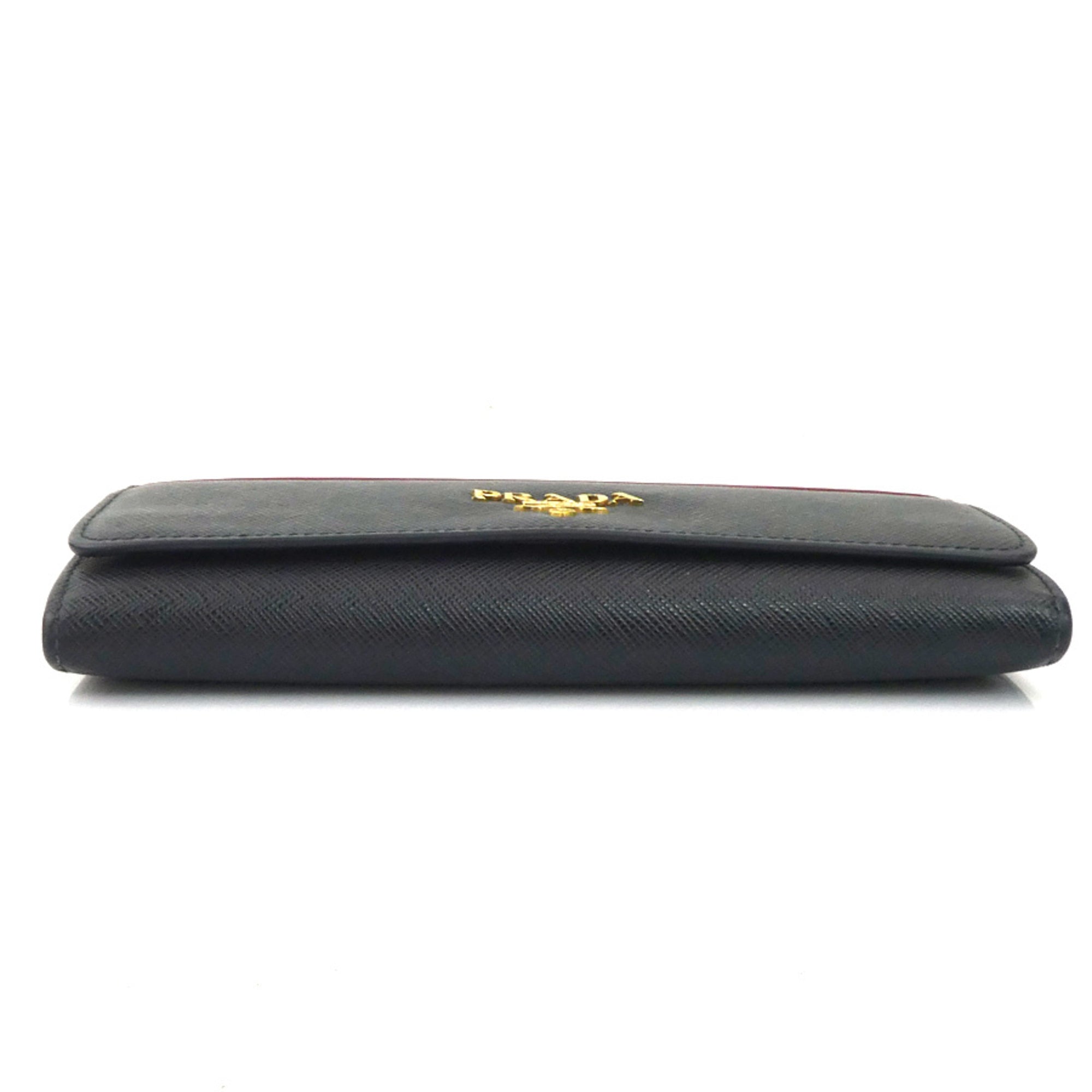 Prada Black Pink Leather Long Wallet (Bi-Fold) (Pre-Owned)