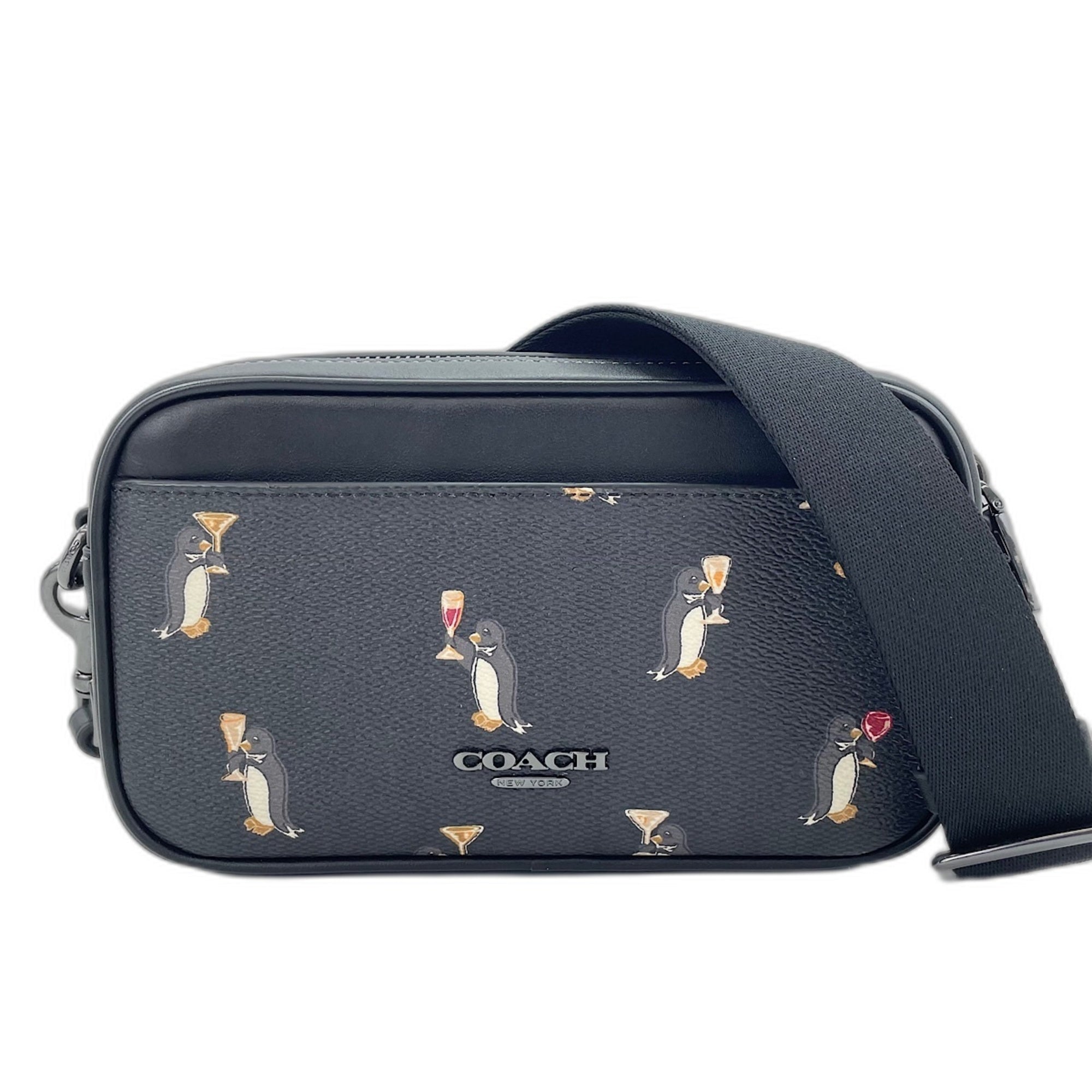 Coach Black White Leather Shoulder Bag (Pre-Owned)