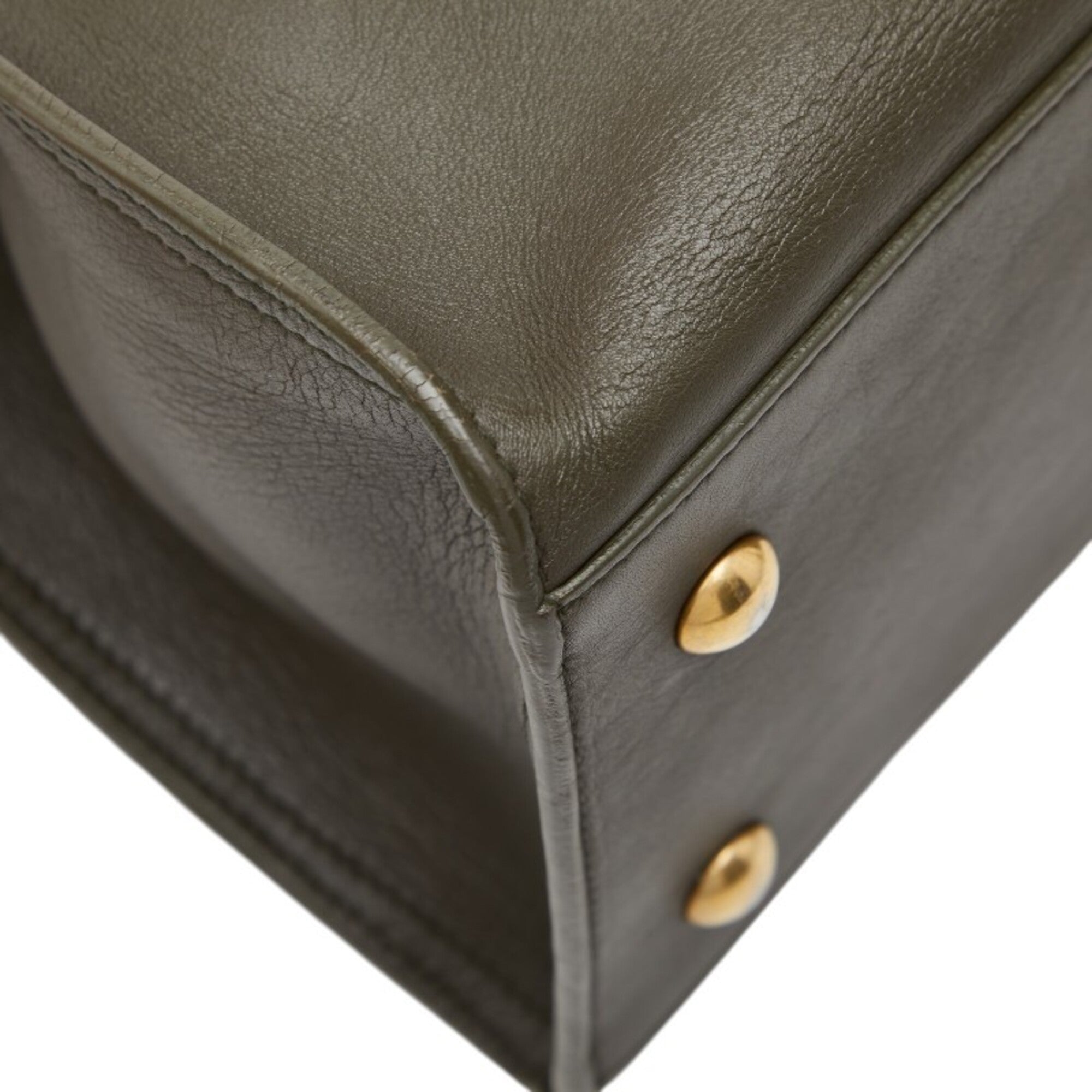 Saint Laurent Green Khaki Leather Handbag Shoulder Bag (Pre-Owned)