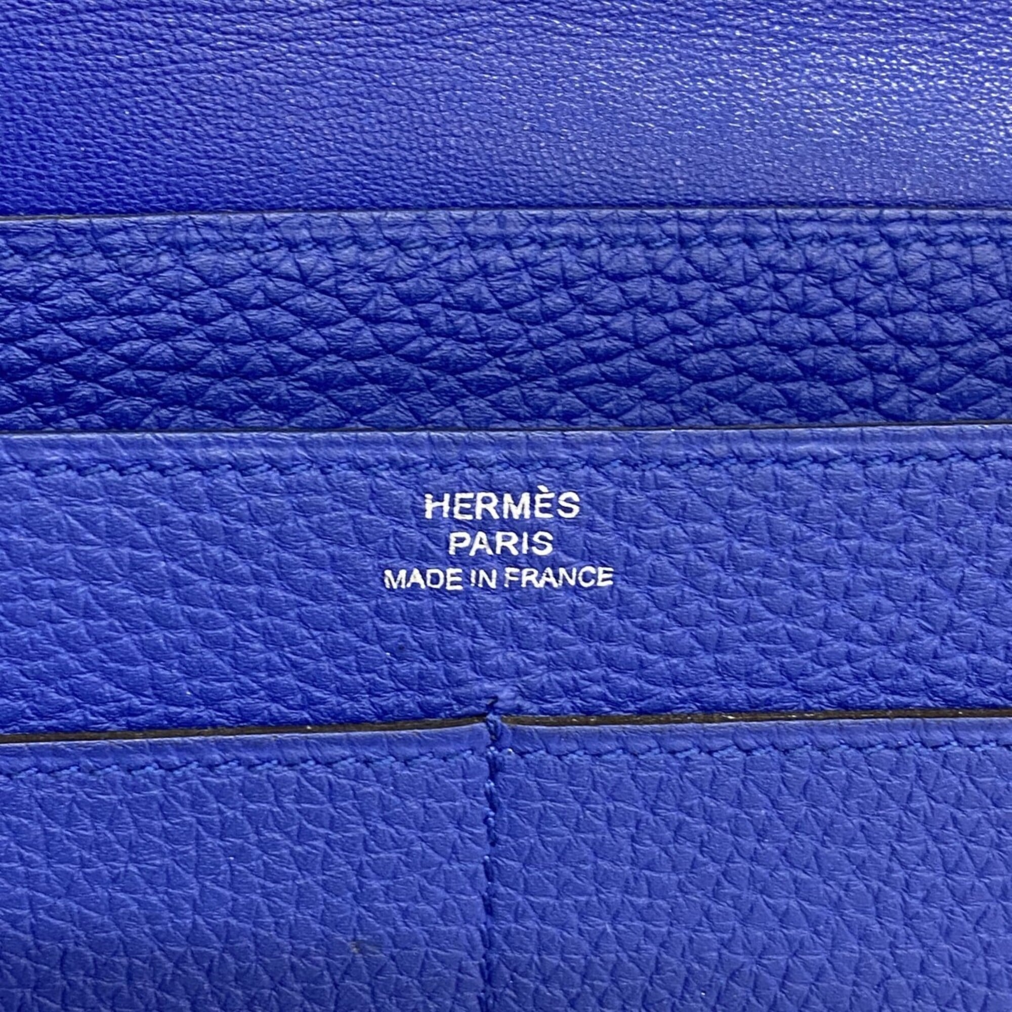 Hermes Blue Electric Togo Leather Long Wallet (Bi-Fold) (Pre-Owned)