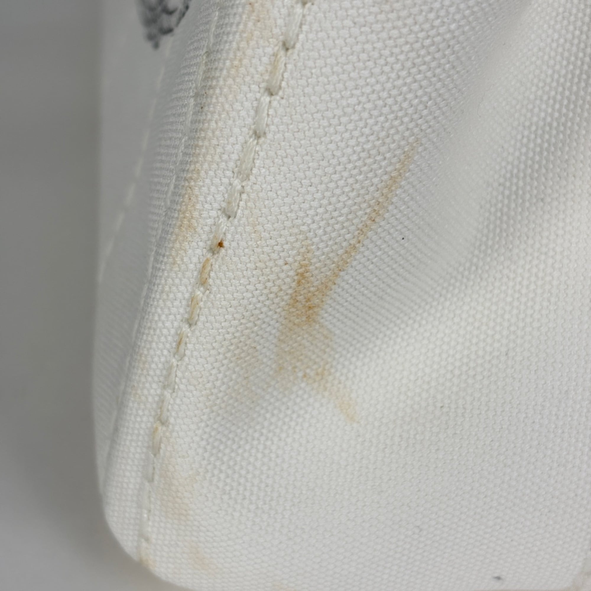 Prada White Canvas Handbag Shoulder Bag Tote Bag (Pre-Owned)