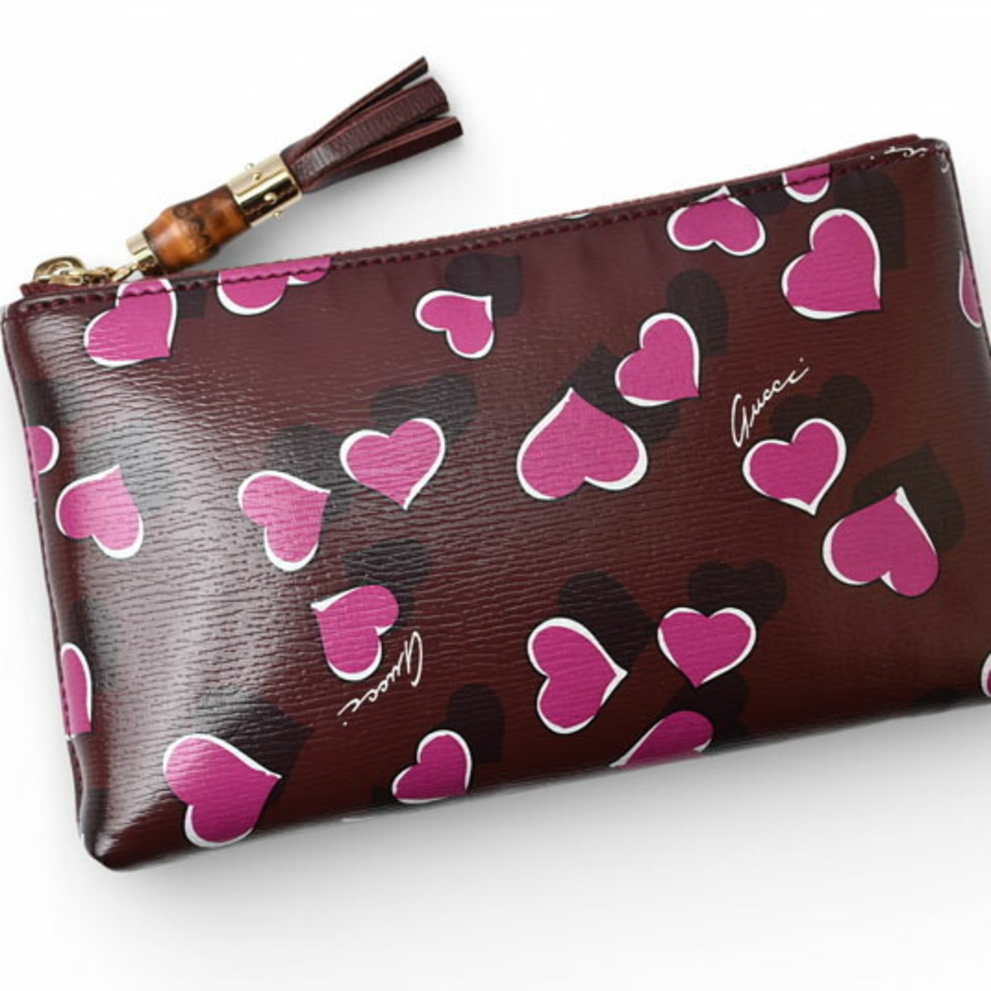 Gucci Bordeaux Pink Leather Pouch (Pre-Owned)