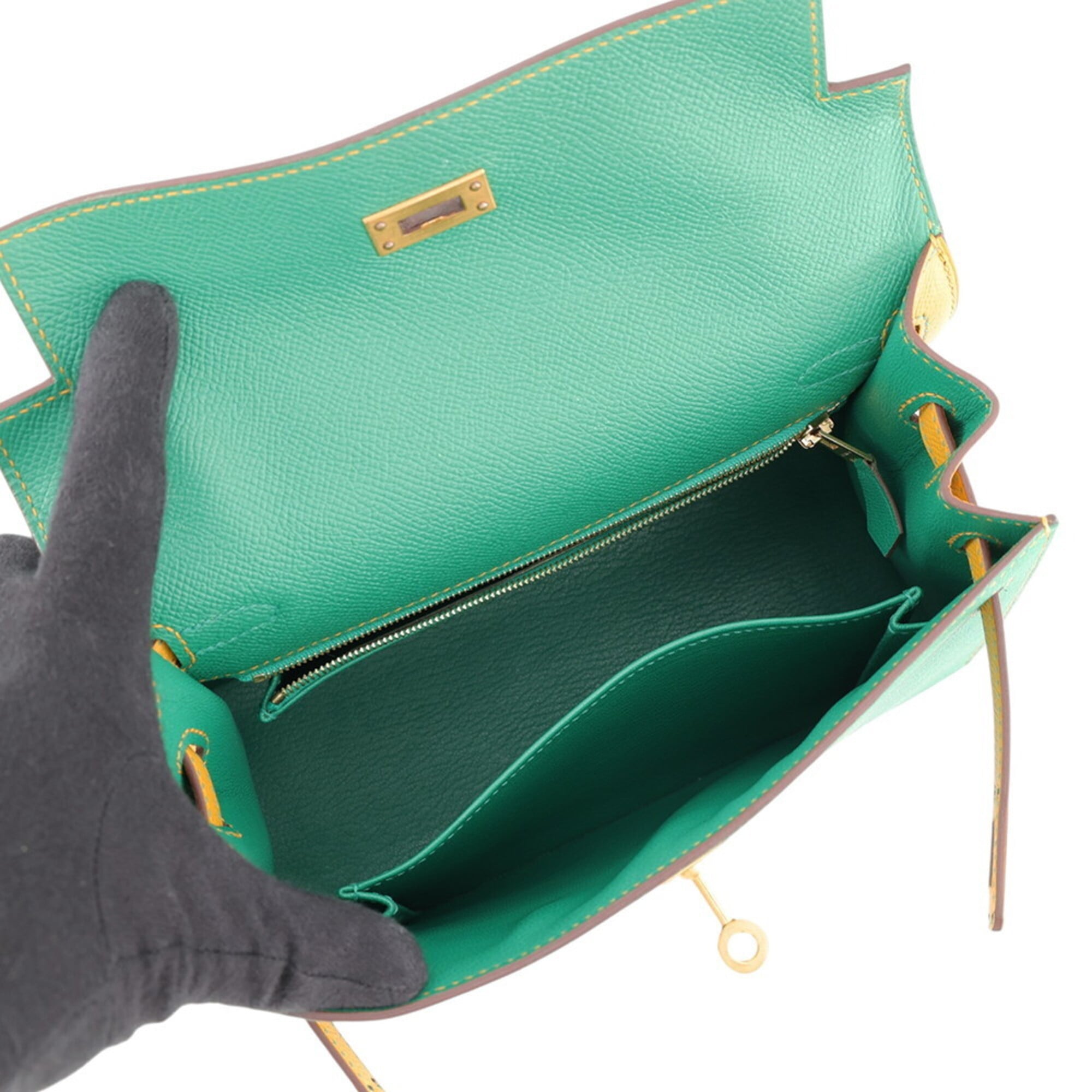 Hermes Green Yellow Epsom Leather Handbag (Pre-Owned)
