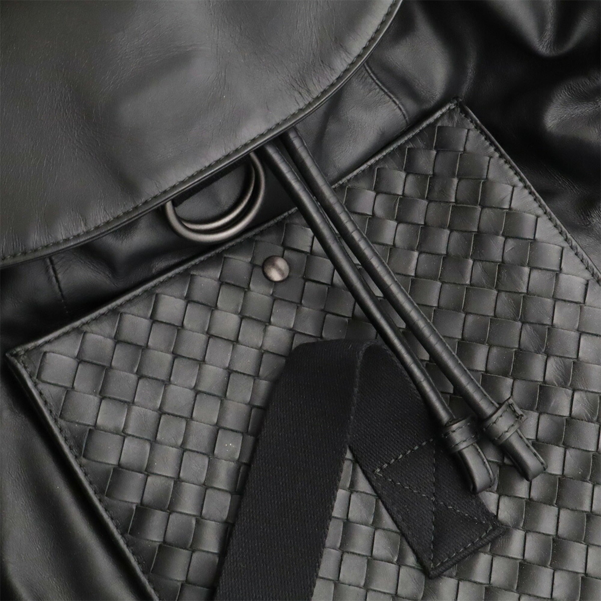 Bottega Veneta Black Intrecciato Backpack (Pre-Owned)