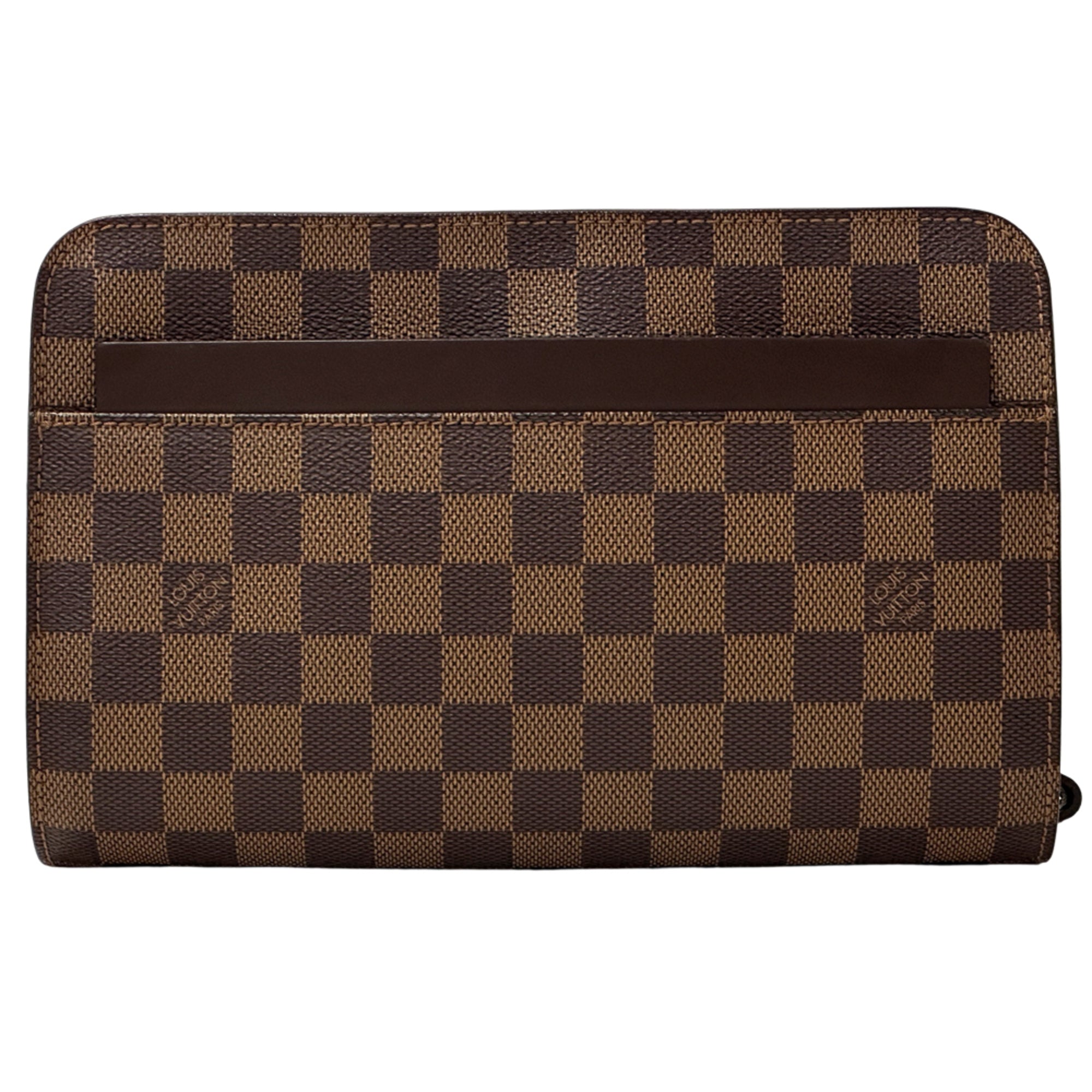 Louis Vuitton Brown Ebene Damier Canvas Clutch Bag Handbag (Pre-Owned)