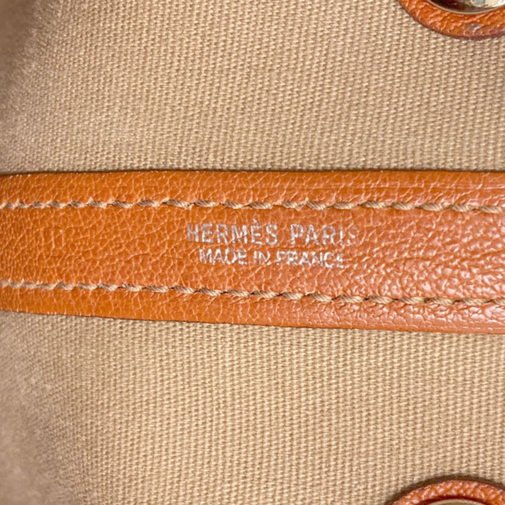 Hermes Brown Orange Canvas Negonda Leather Handbag (Pre-Owned)