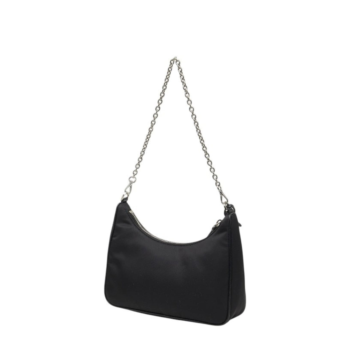 Prada Black Nylon Leather Handbag Shoulder Bag (Pre-Owned)