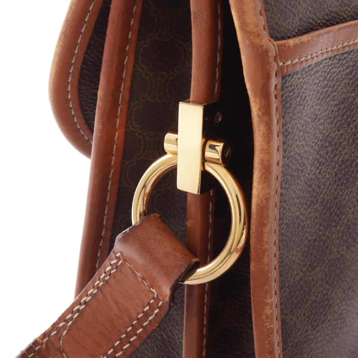 Celine Brown Coated Canvas Leather Shoulder Bag (Pre-Owned)