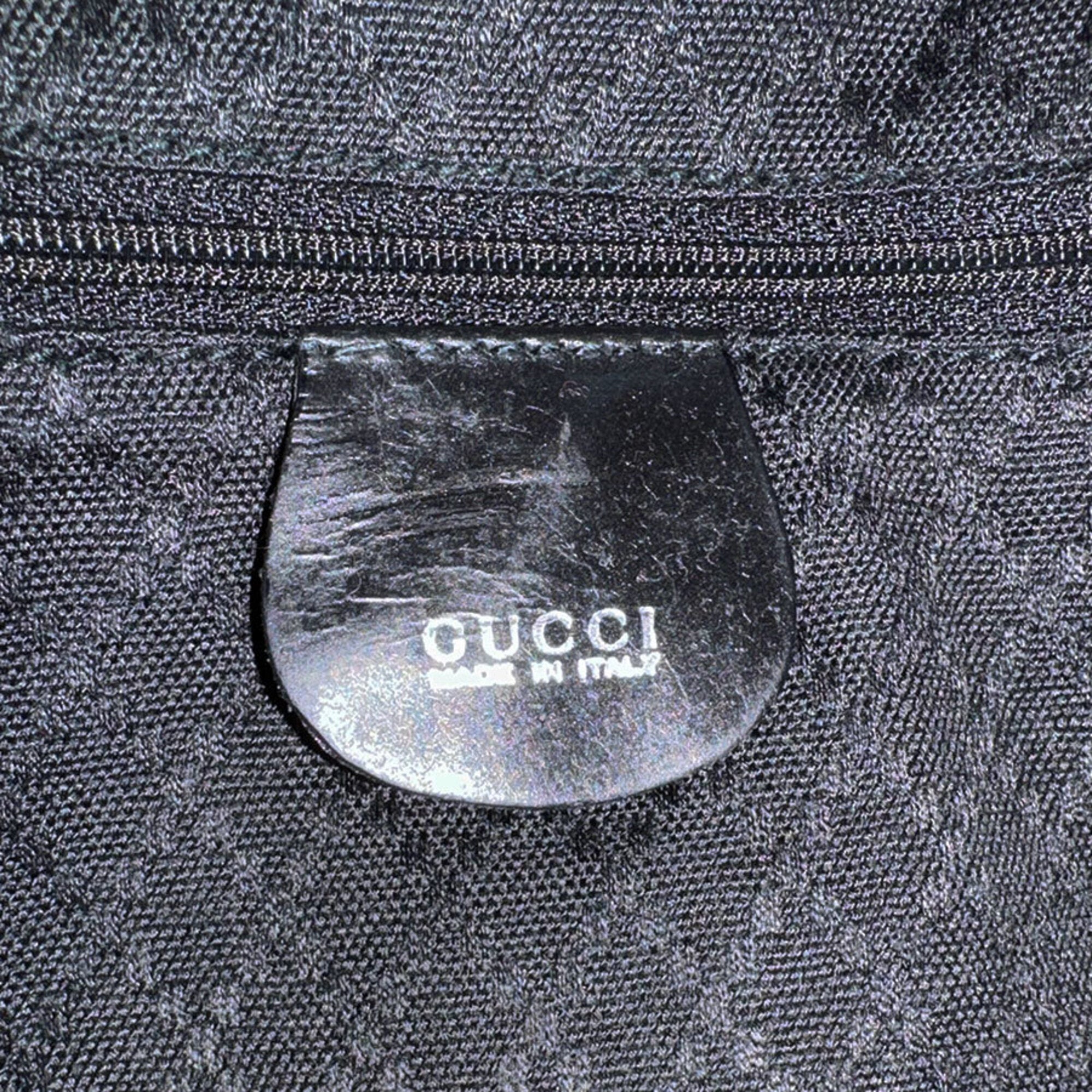 Gucci Black Nylon Canvas Leather Handbag Shoulder Bag (Pre-Owned)