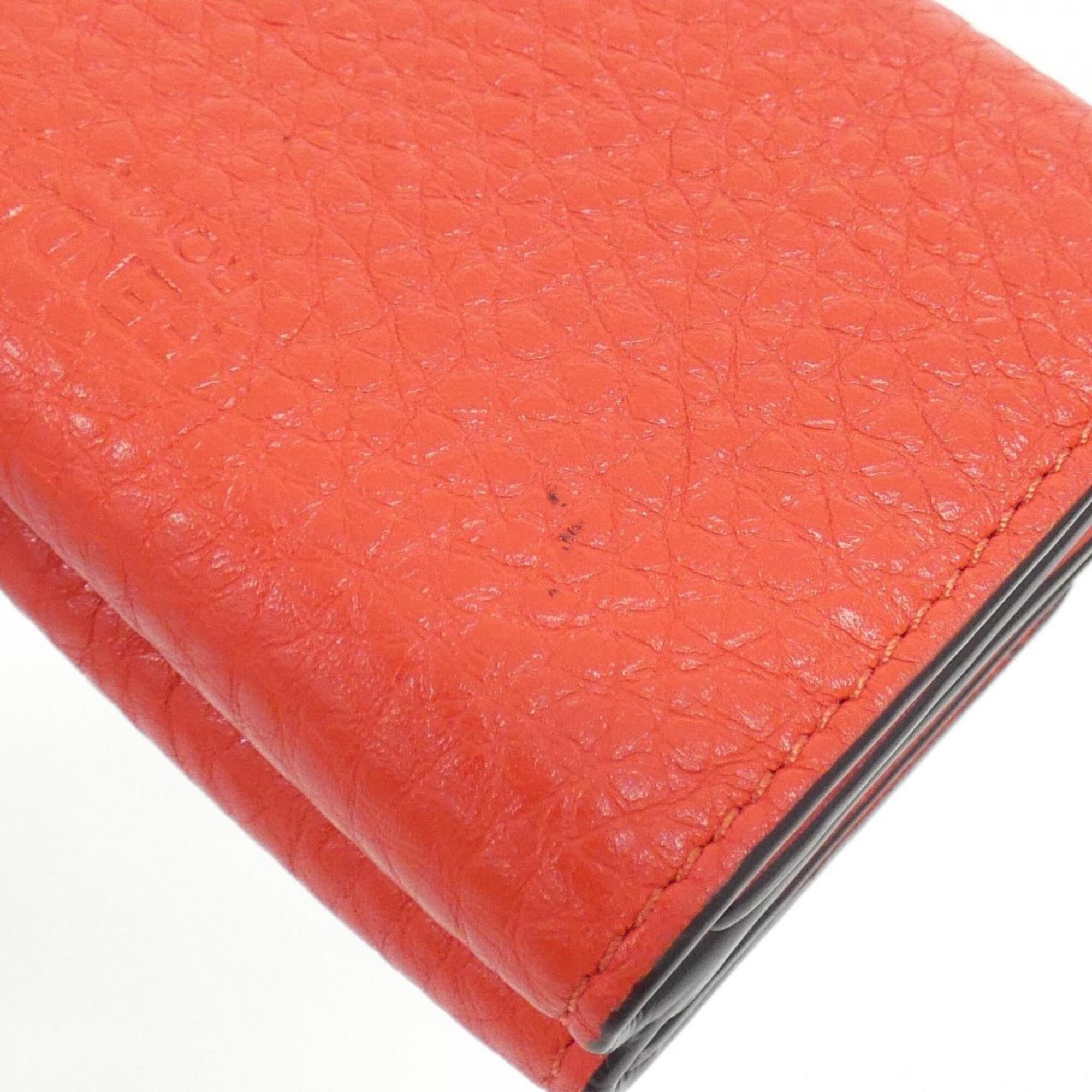 Fendi Red Color Leather Wallet (Tri-Fold) (Pre-Owned)