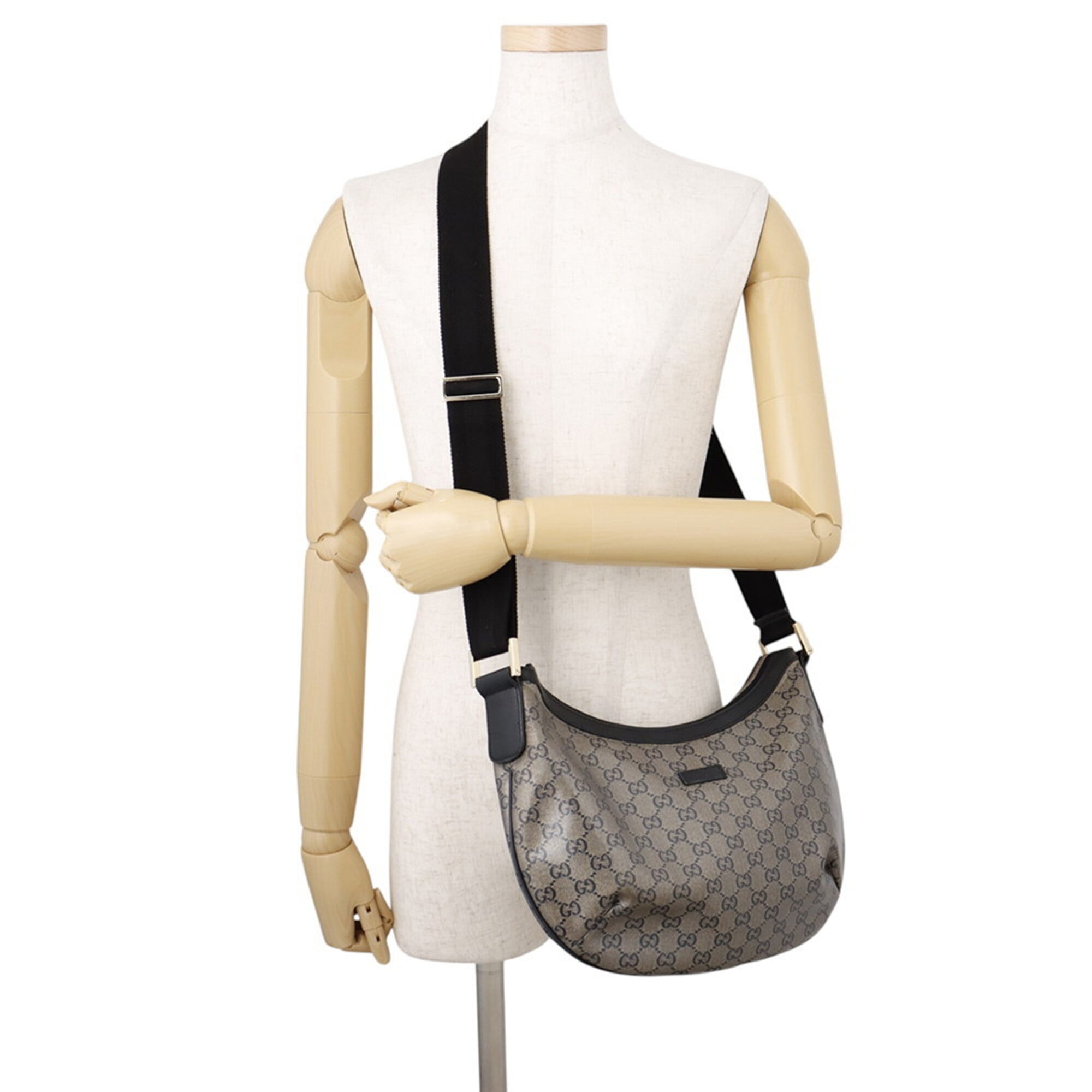 Gucci Black Gold Gray Pvc Leather Shoulder Bag (Pre-Owned)