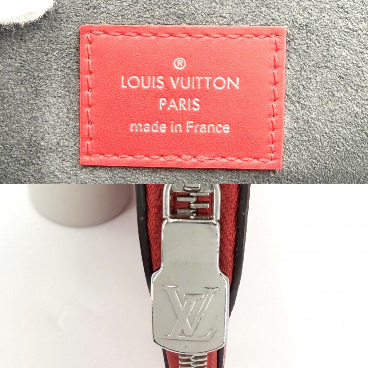 Louis Vuitton Red Color White Epi Leather Clutch Bag Pochette (Pre-Owned)