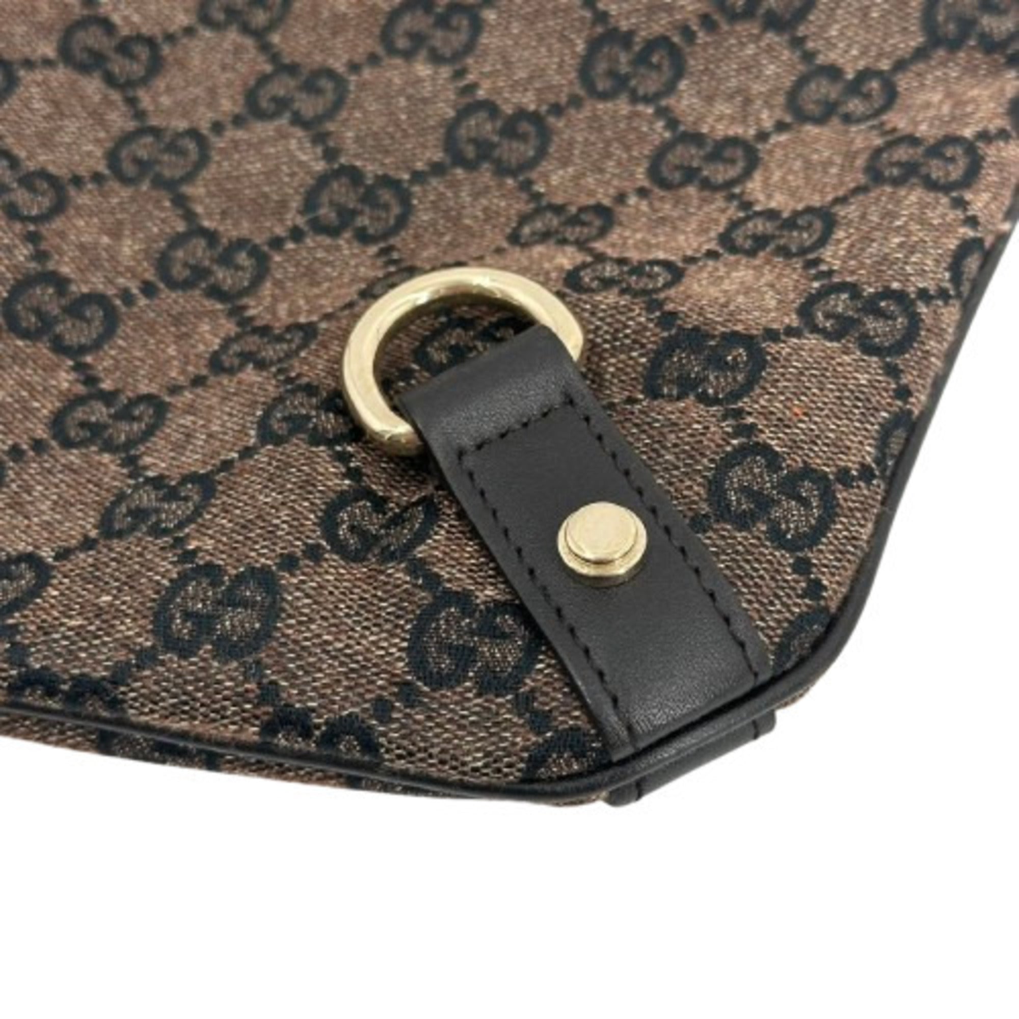 Gucci Abbey Brown Gg Canvas Leather Shoulder Bag (Pre-Owned)