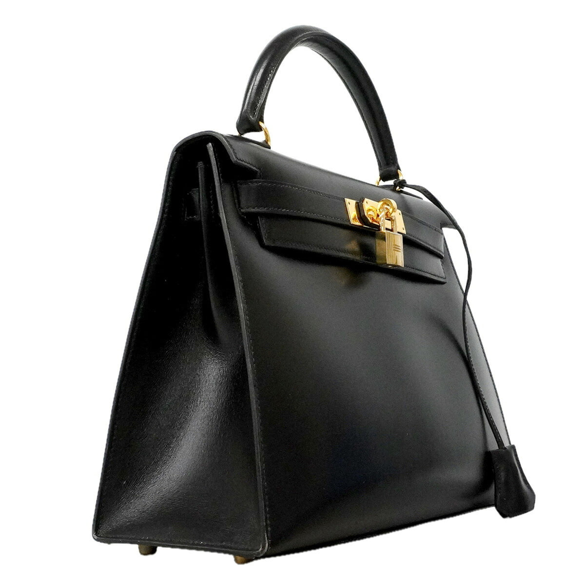 Hermes Black Box Calf Leather Handbag (Pre-Owned)