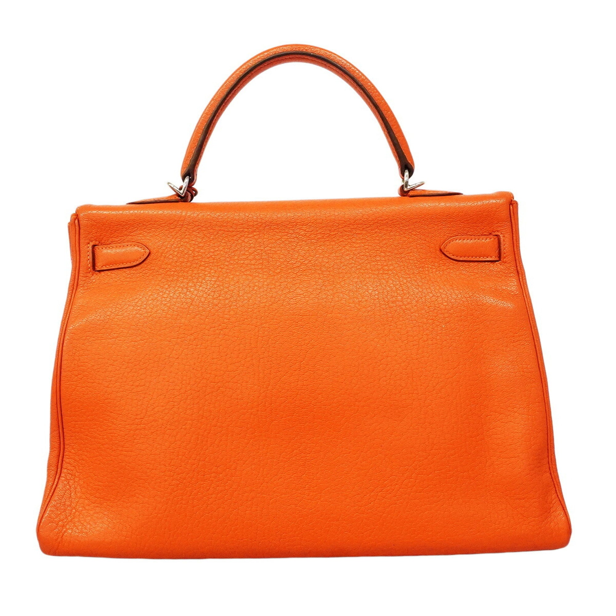 Hermes Orange Chevre Leather Handbag (Pre-Owned)