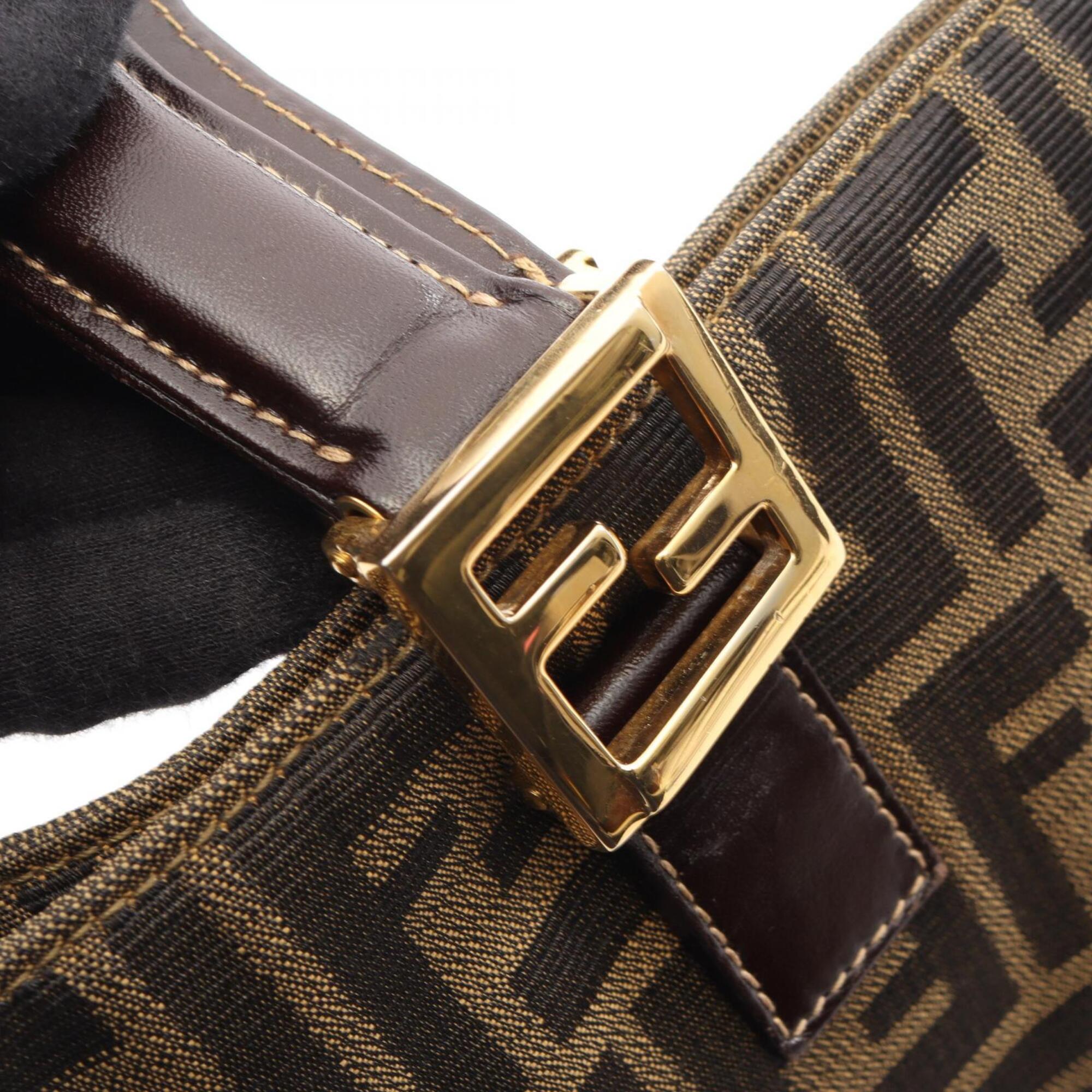 Fendi Brown Canvas Leather Handbag Tote Bag (Pre-Owned)