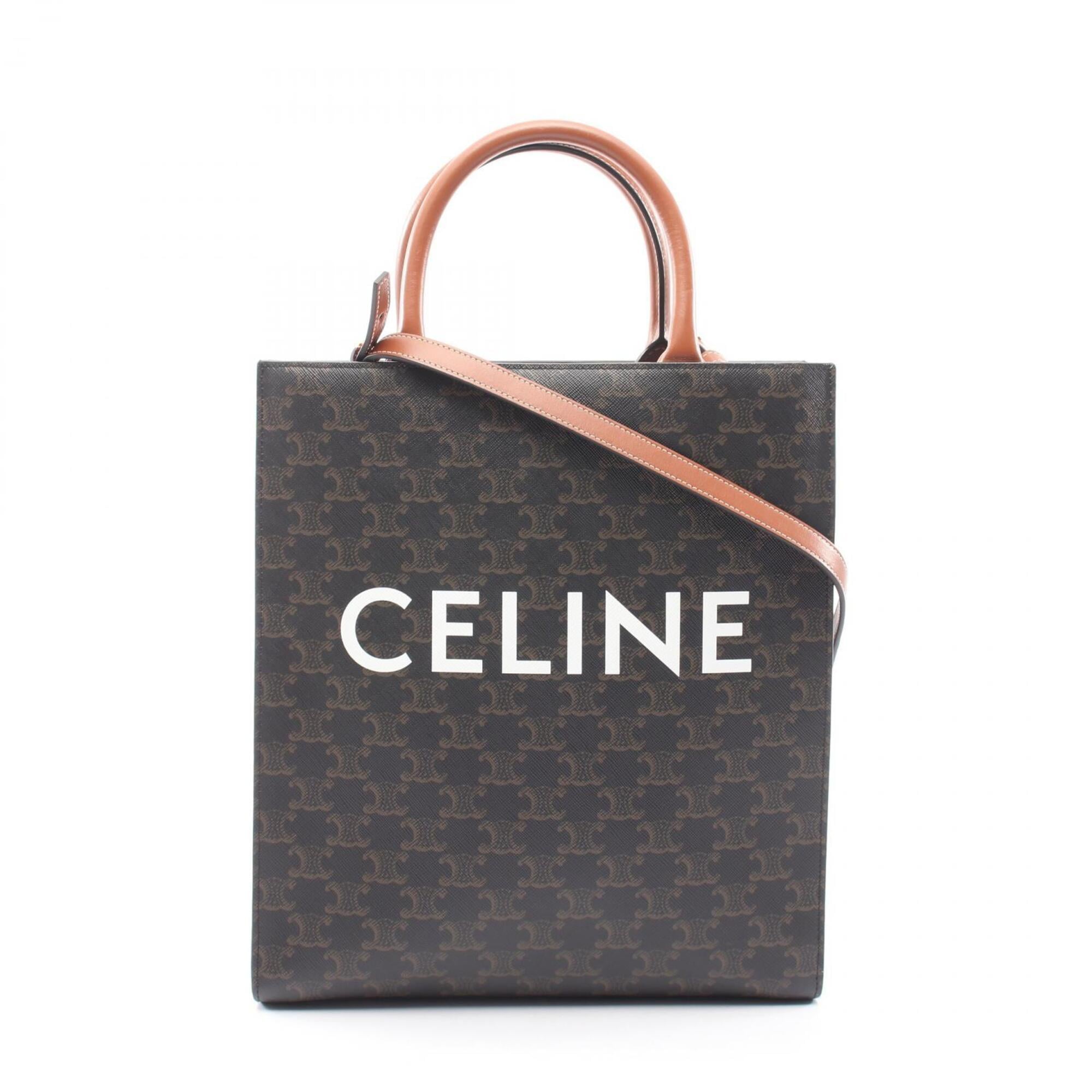 Celine Black Brown Coated Canvas Leather Handbag Tote Bag (Pre-Owned)