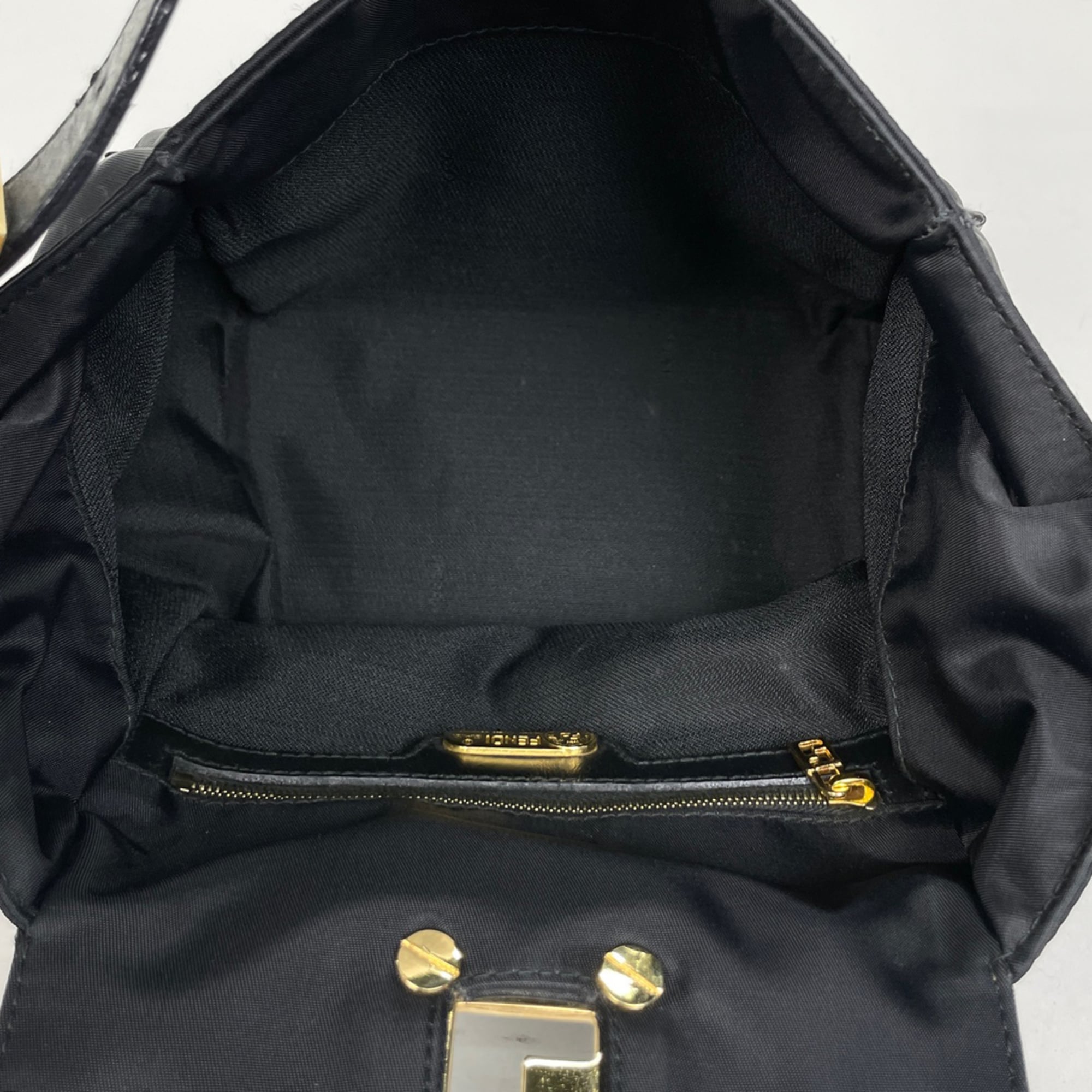 Fendi Black Nylon Leather Handbag Shoulder Bag (Pre-Owned)