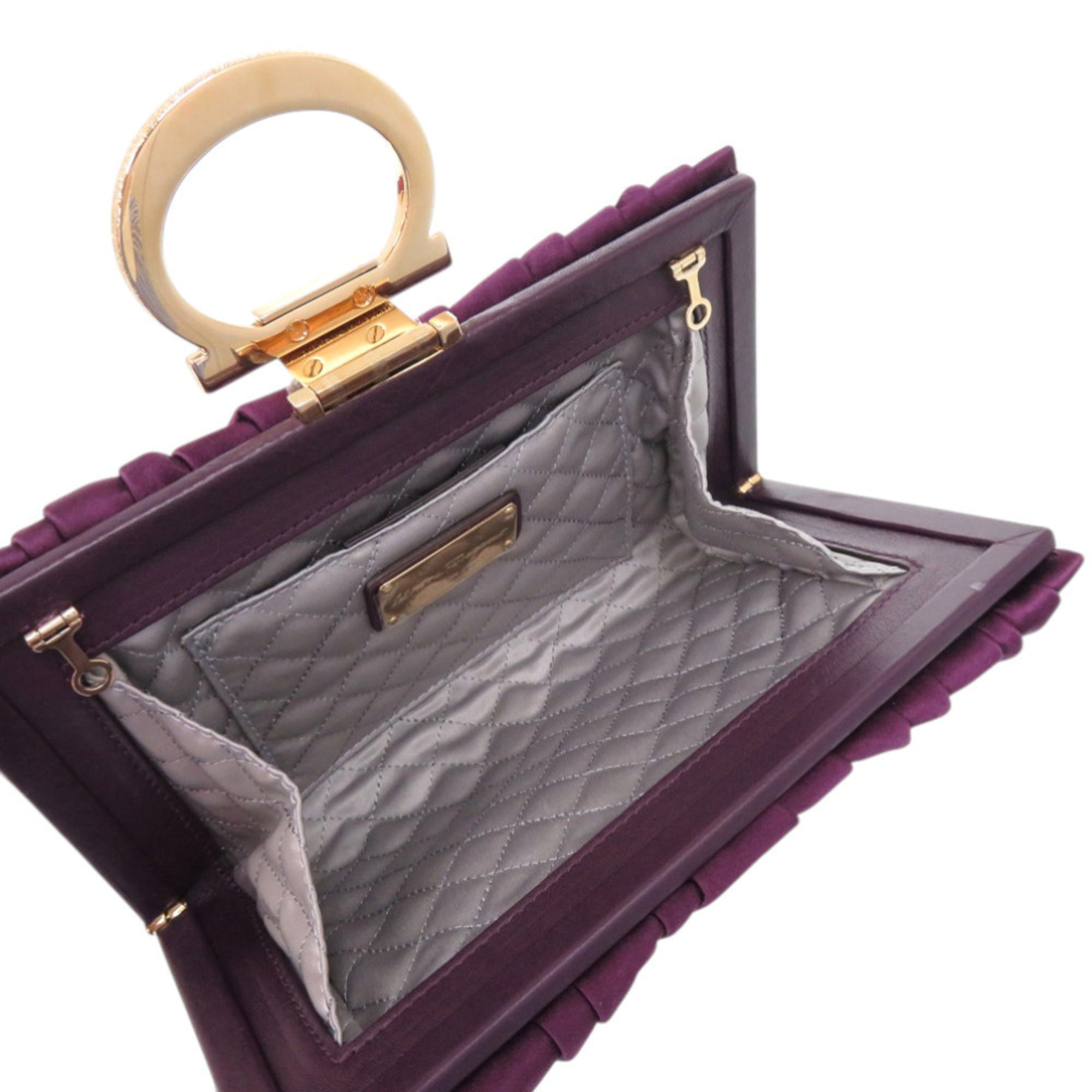 Salvatore Ferragamo Purple Satin Clutch Bag (Pre-Owned)