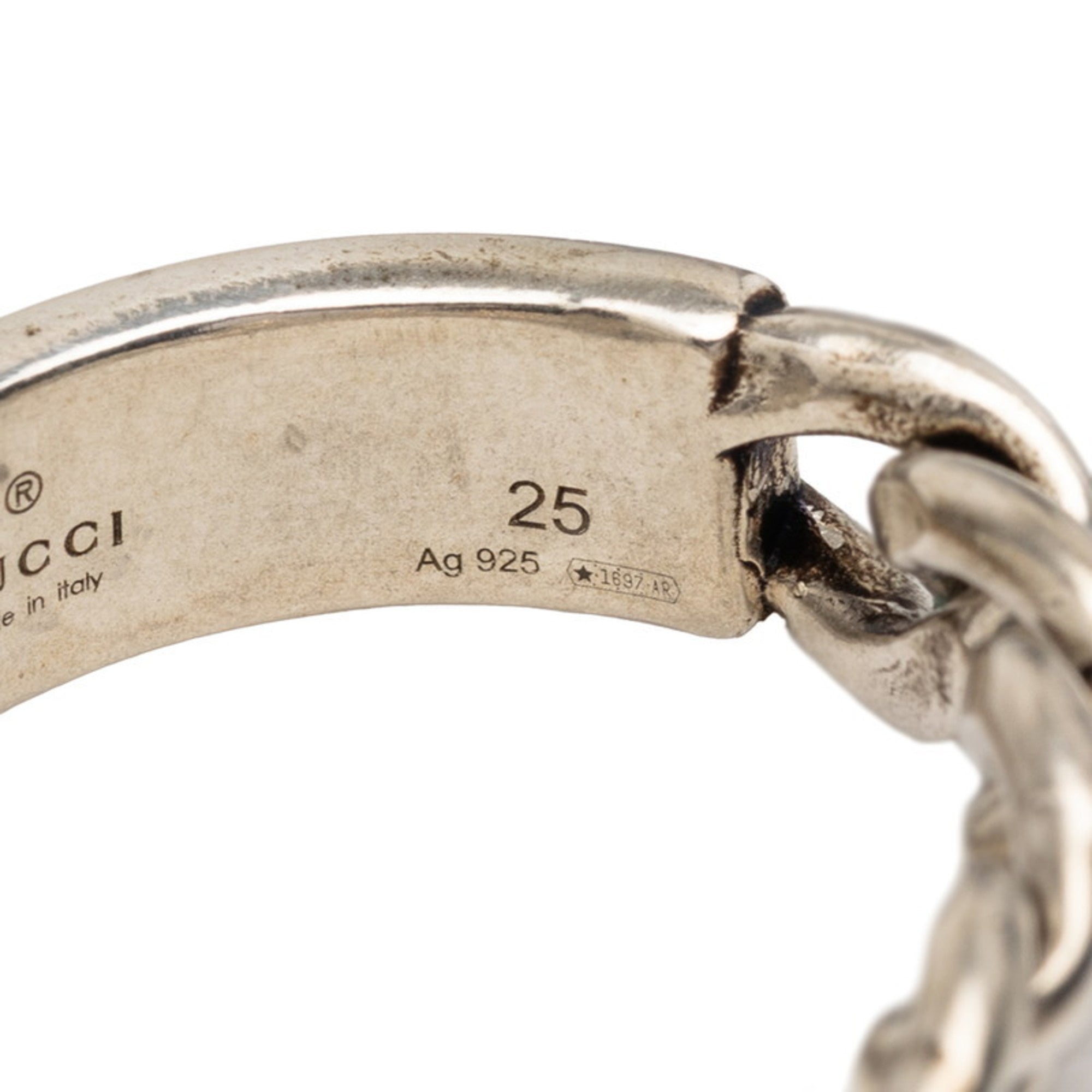 Gucci Silver Light Blue Enamel Silver 925 Band Ring (Pre-Owned)