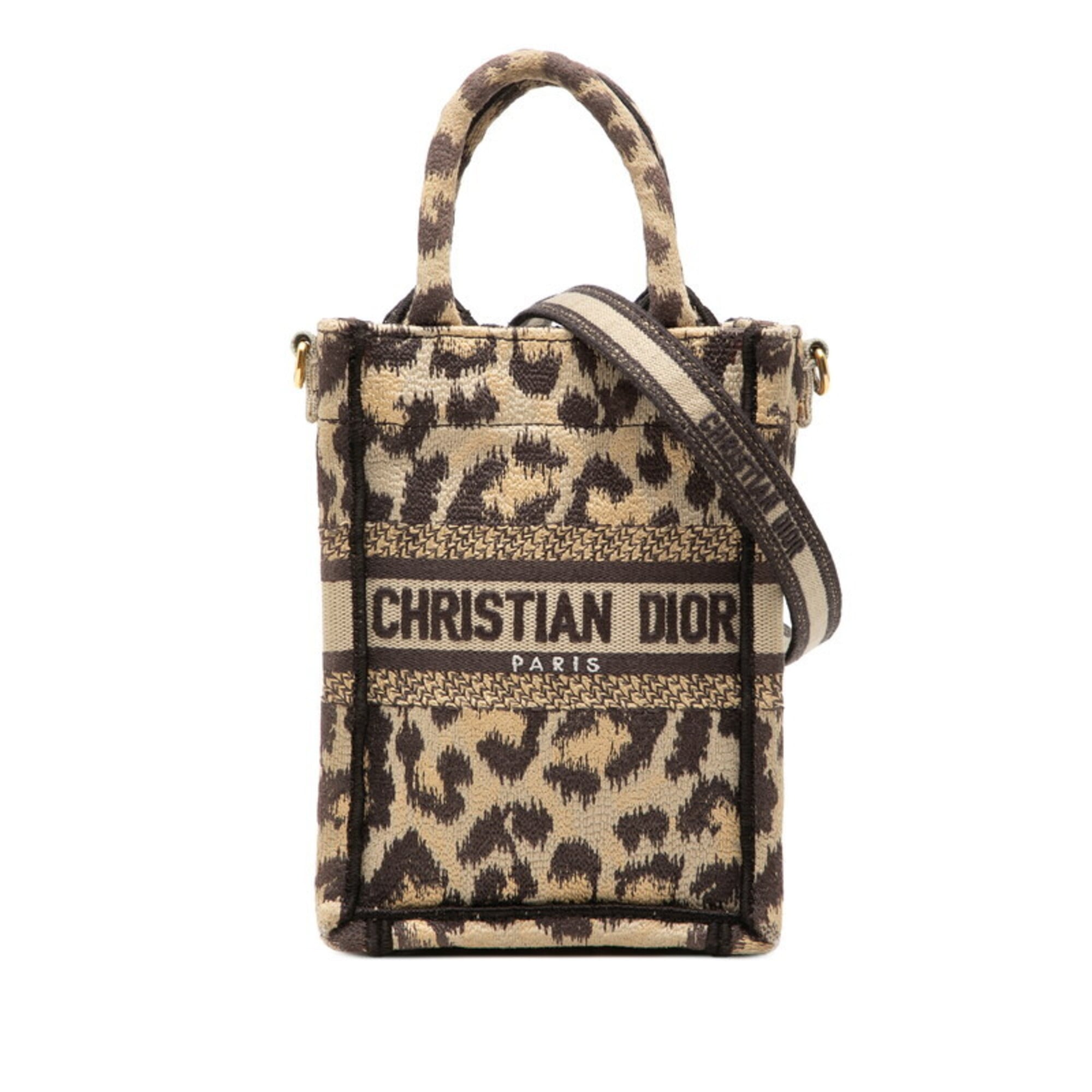 Christian Dior Beige Brown Canvas Handbag Shoulder Bag (Pre-Owned)