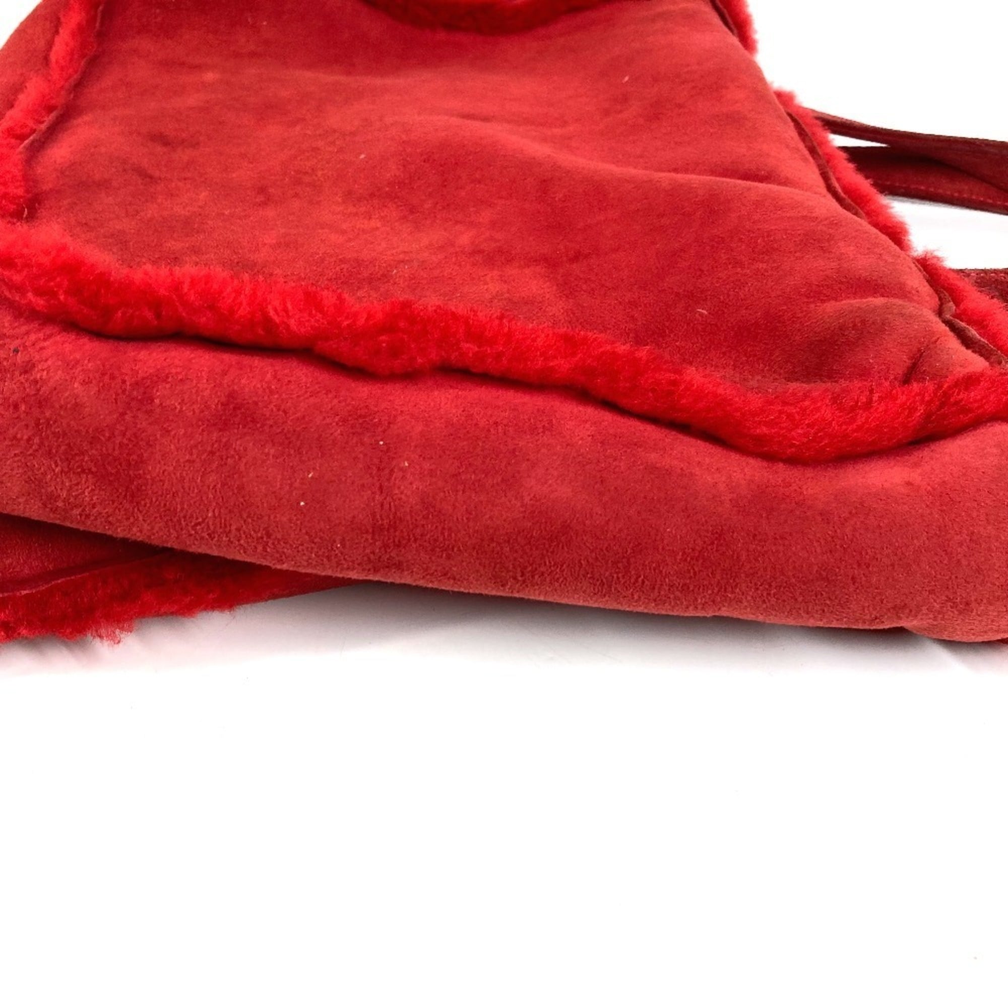 Chanel Red Color Fur Shoulder Bag Tote Bag (Pre-Owned)