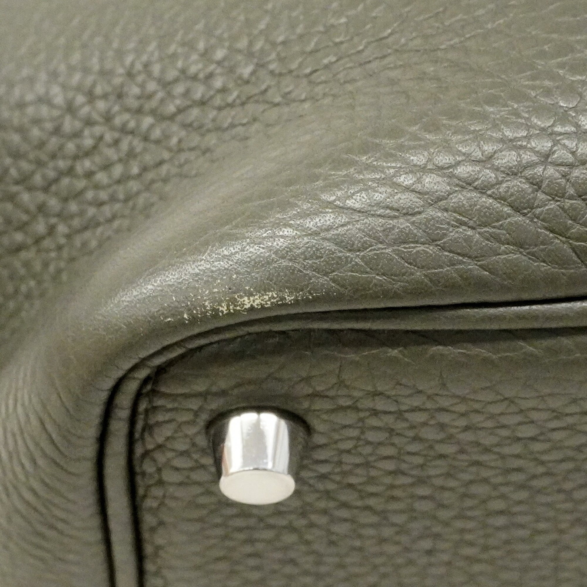 Hermes Olive Green Taurillon Clemence Leather Handbag (Pre-Owned)