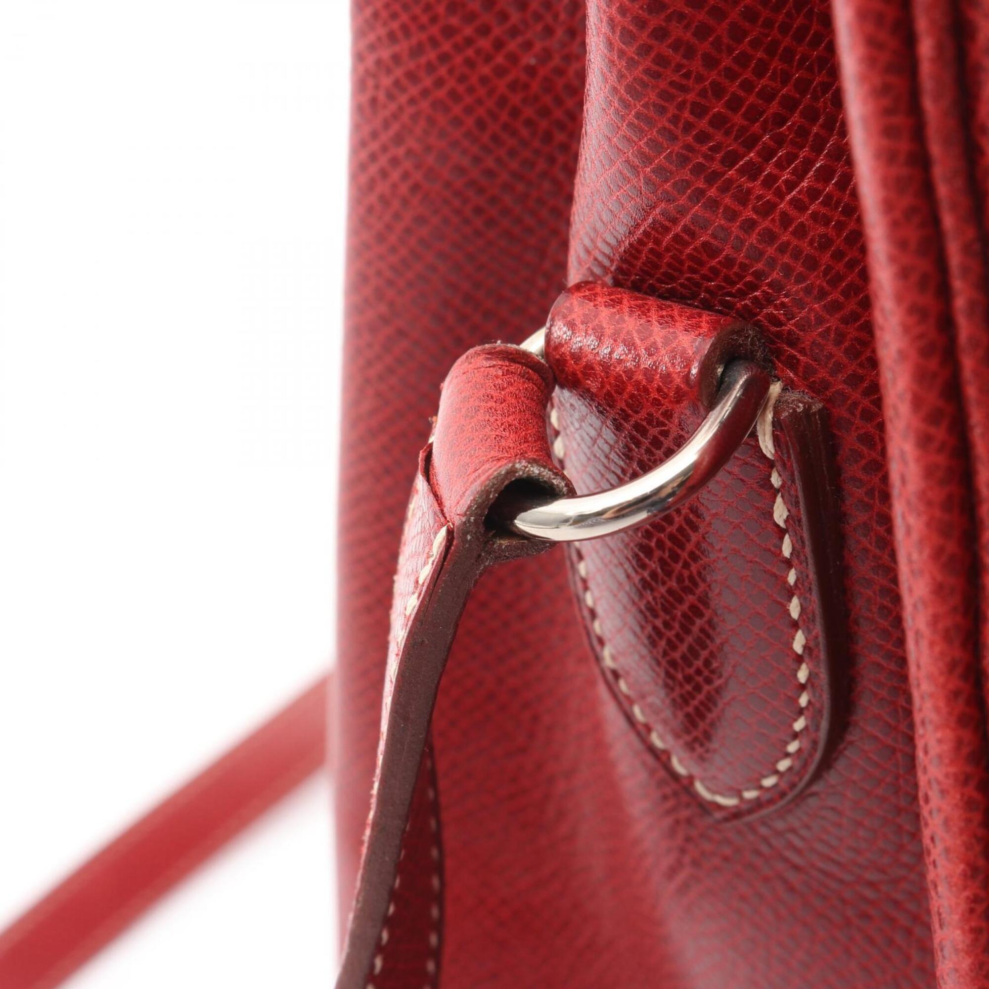 Hermes Red Color Courchevel Leather Handbag Shoulder Bag (Pre-Owned)
