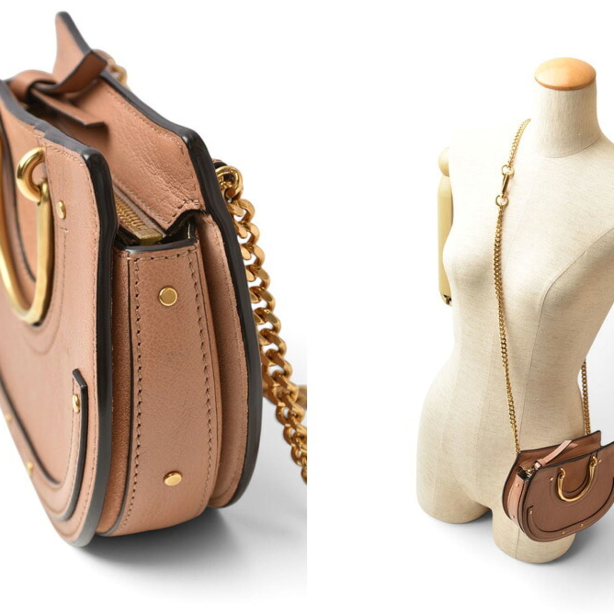 Chloé Pink Beige Leather Handbag Shoulder Bag (Pre-Owned)