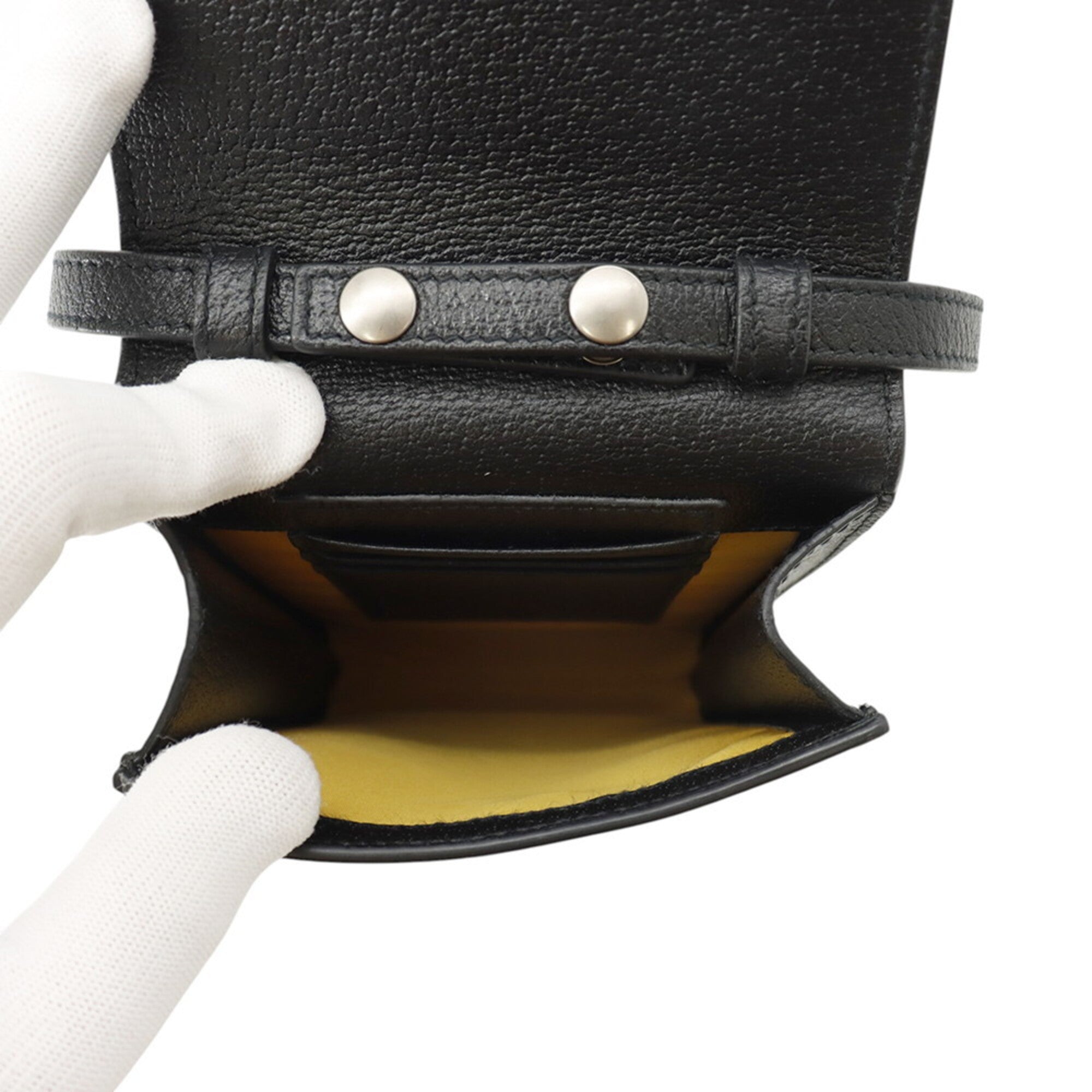 Gucci Black Yellow Canvas Leather Shoulder Bag (Pre-Owned)