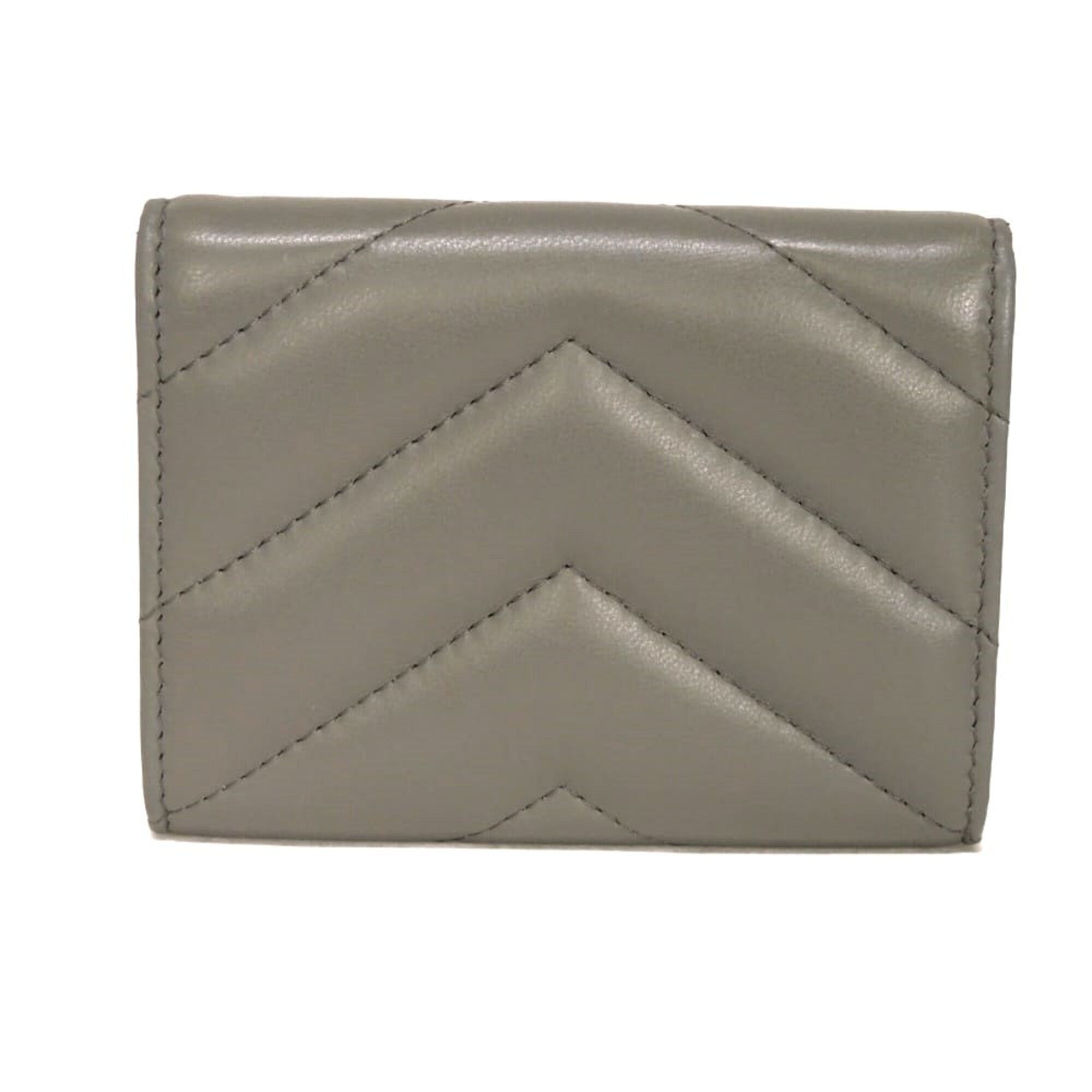 Chanel Gray Leather Wallet (Bi-Fold) (Pre-Owned)